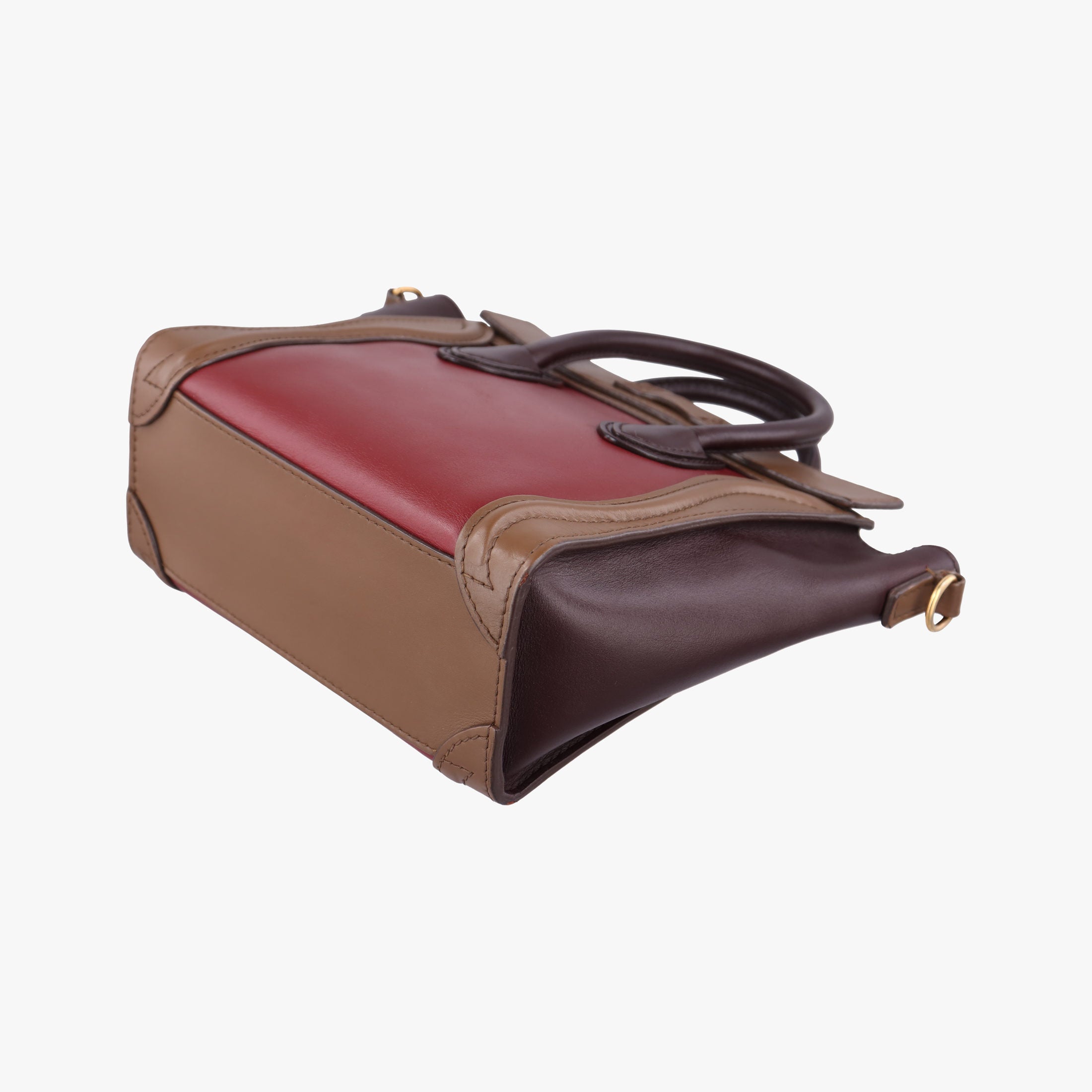 Vintage Celine luggage nano shopper Black× burgundy ×Brown Leather  shoulderbag | stylenewstar