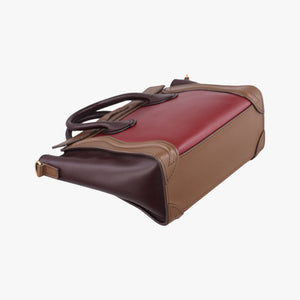 Vintage Celine luggage nano shopper Black× burgundy ×Brown Leather  shoulderbag | stylenewstar