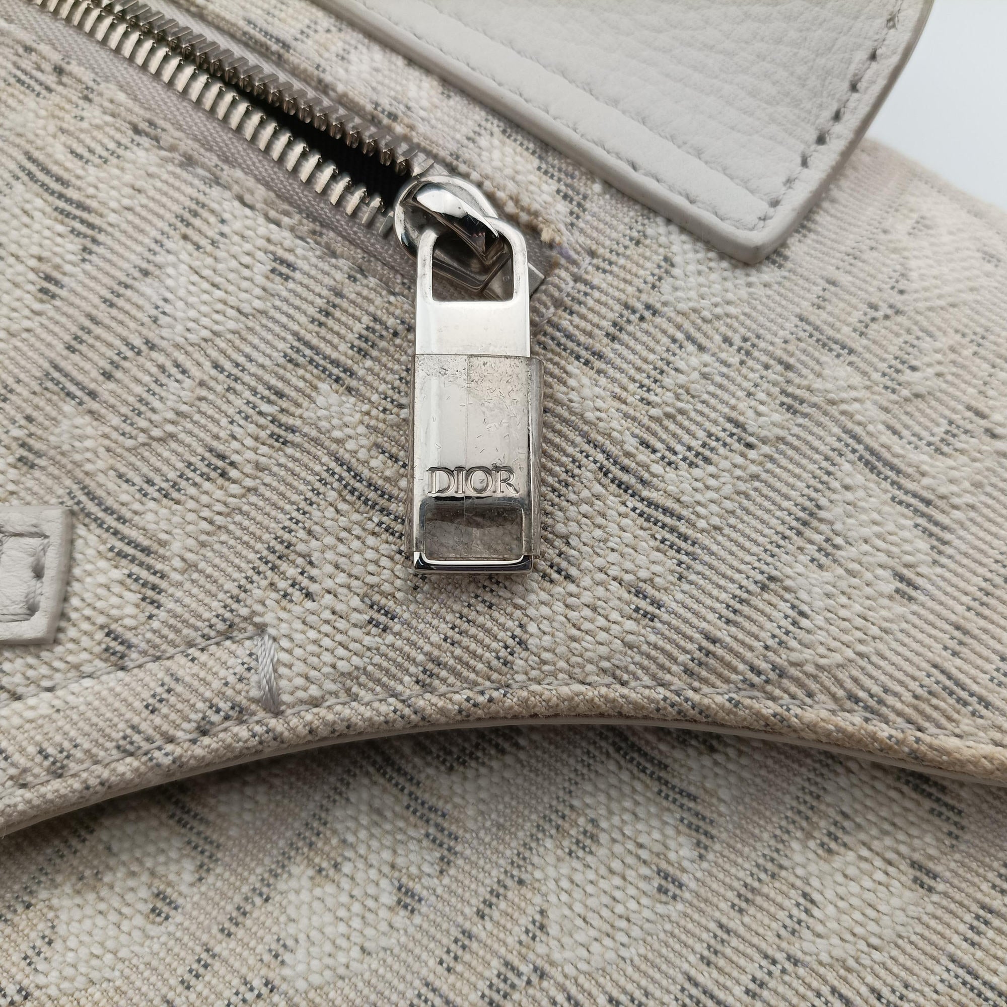 Pre-owned Christian Dior Saddle White Jacquard × Leather  bum bag/waist bag | stylenewstar