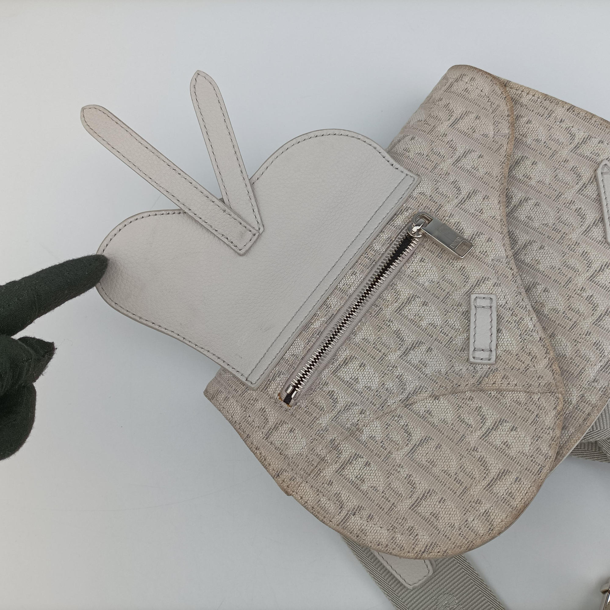 Pre-owned Christian Dior Saddle White Jacquard × Leather  bum bag/waist bag | stylenewstar