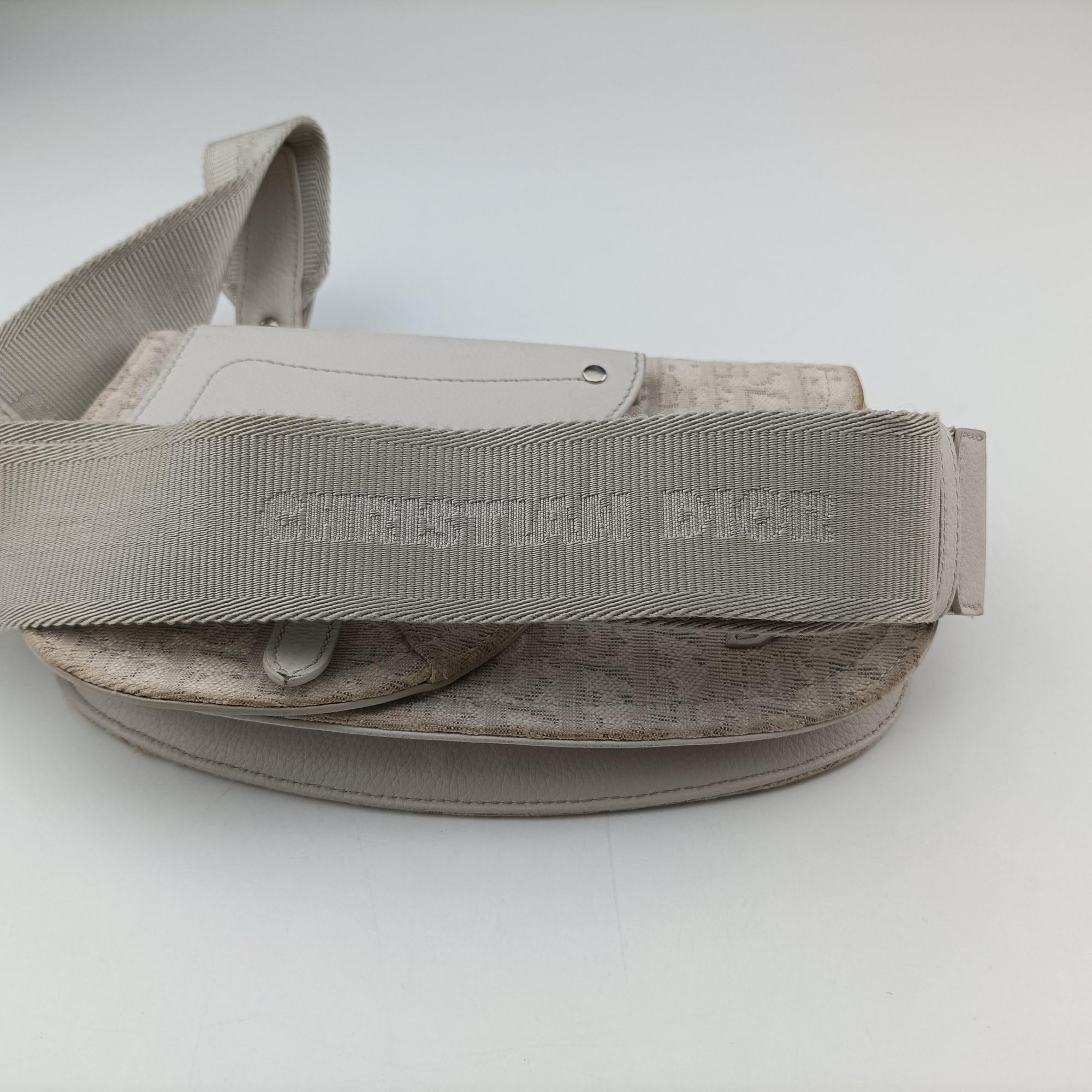 Pre-owned Christian Dior Saddle White Jacquard × Leather  bum bag/waist bag | stylenewstar
