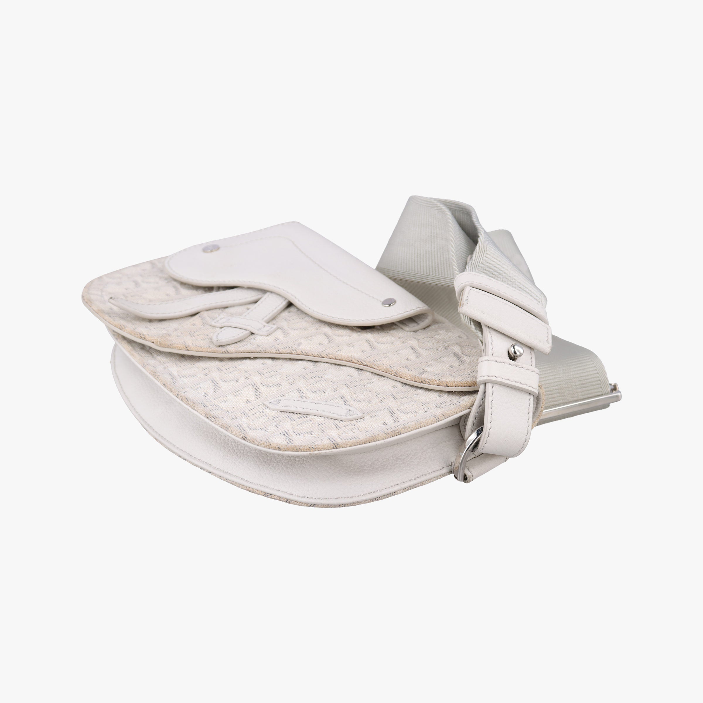 Pre-owned Christian Dior Saddle White Jacquard × Leather  bum bag/waist bag | stylenewstar