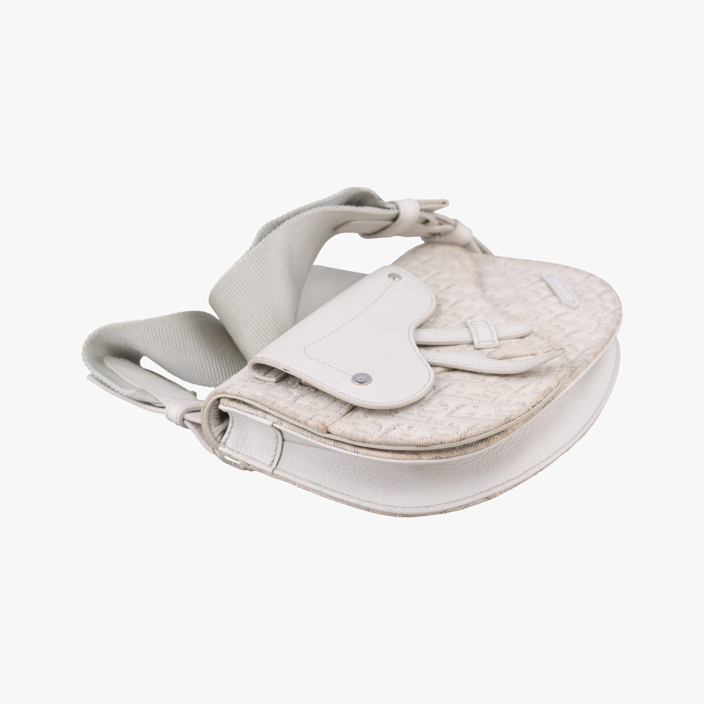 Pre-owned Christian Dior Saddle White Jacquard × Leather  bum bag/waist bag | stylenewstar