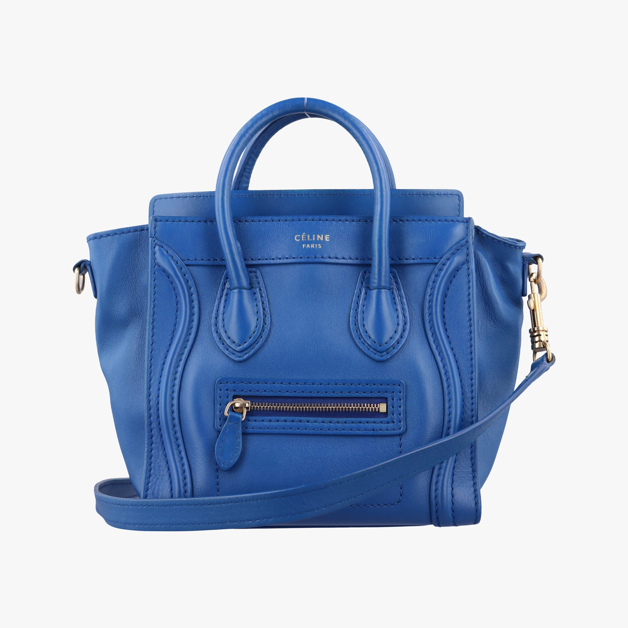 Secondhand Celine Luggage Mini Shopper Blue Leather  shoulderbag | stylenewstar