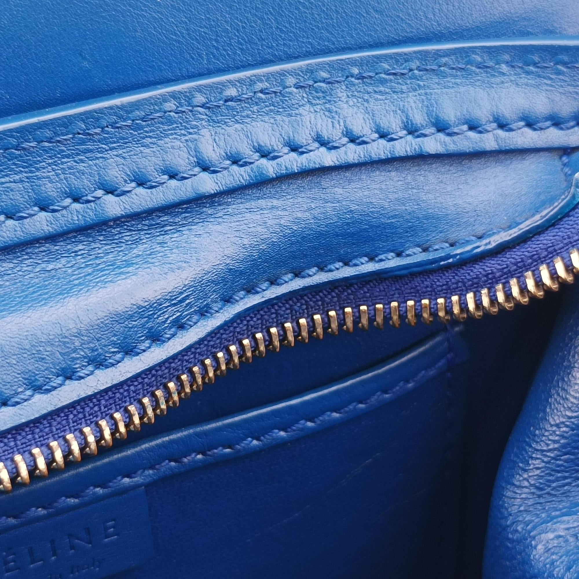 Secondhand Celine Luggage Mini Shopper Blue Leather  shoulderbag | stylenewstar