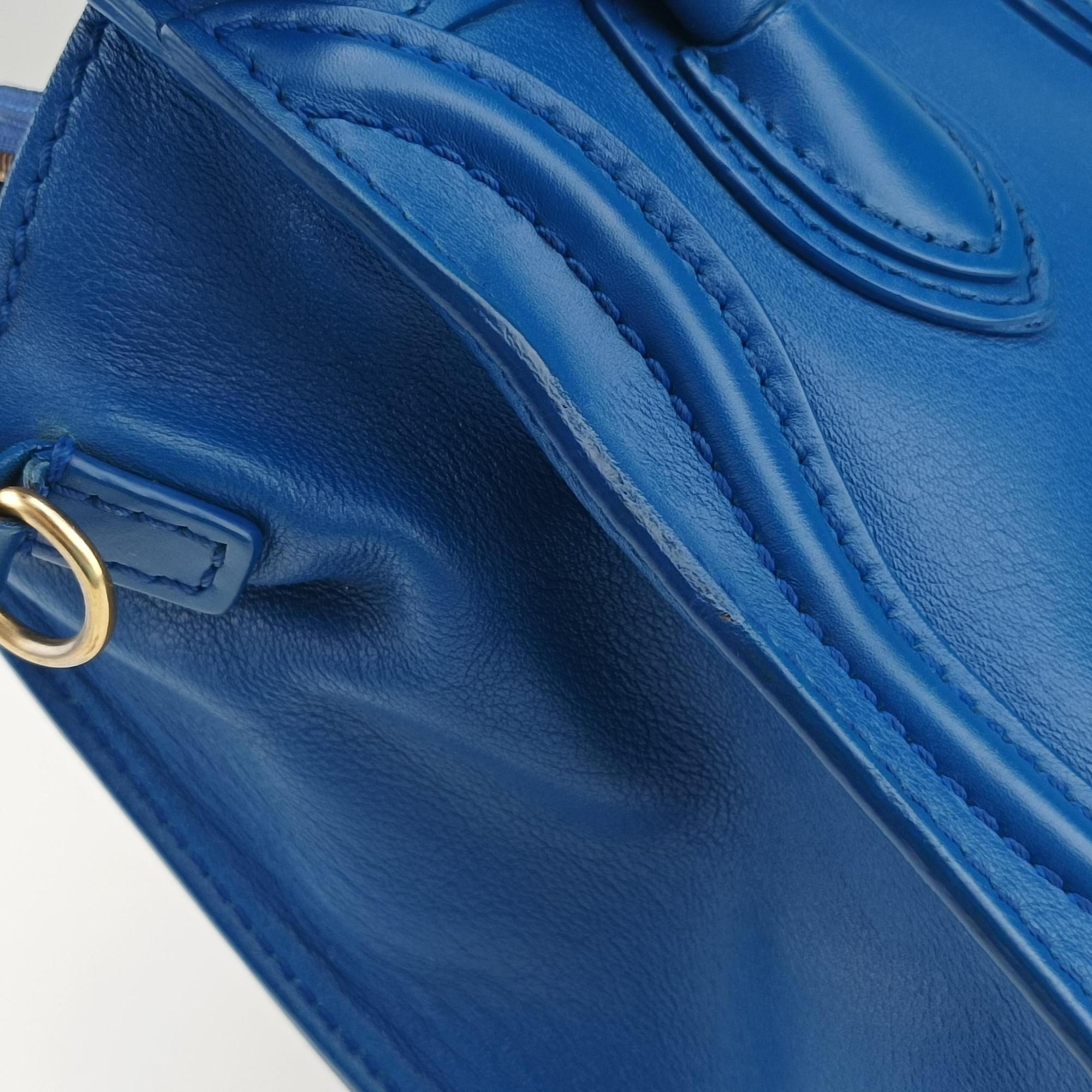 Secondhand Celine Luggage Mini Shopper Blue Leather  shoulderbag | stylenewstar