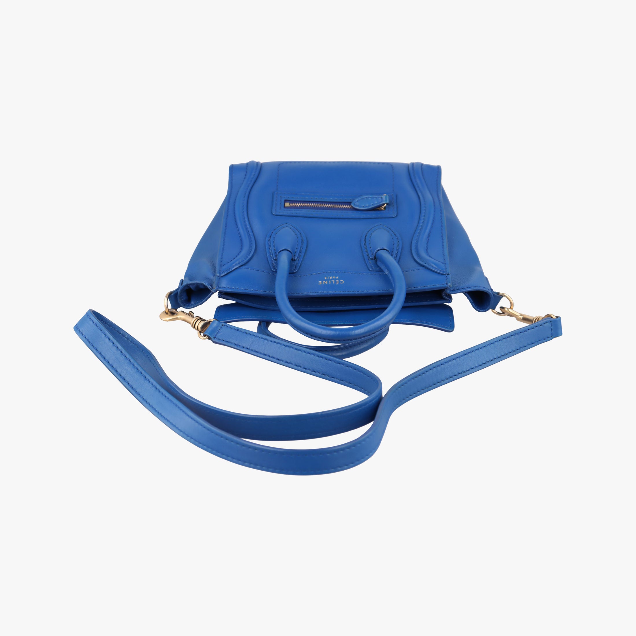 Secondhand Celine Luggage Mini Shopper Blue Leather  shoulderbag | stylenewstar