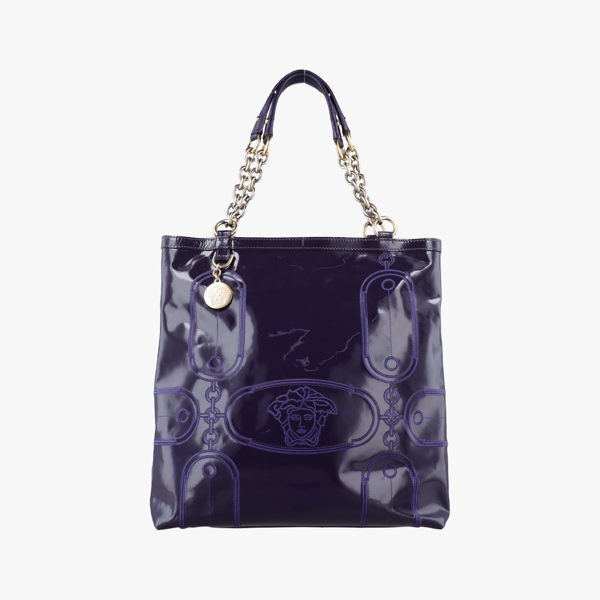 Secondhand VERSACE medusa Purple Patent Leather  shoulderbag | stylenewstar