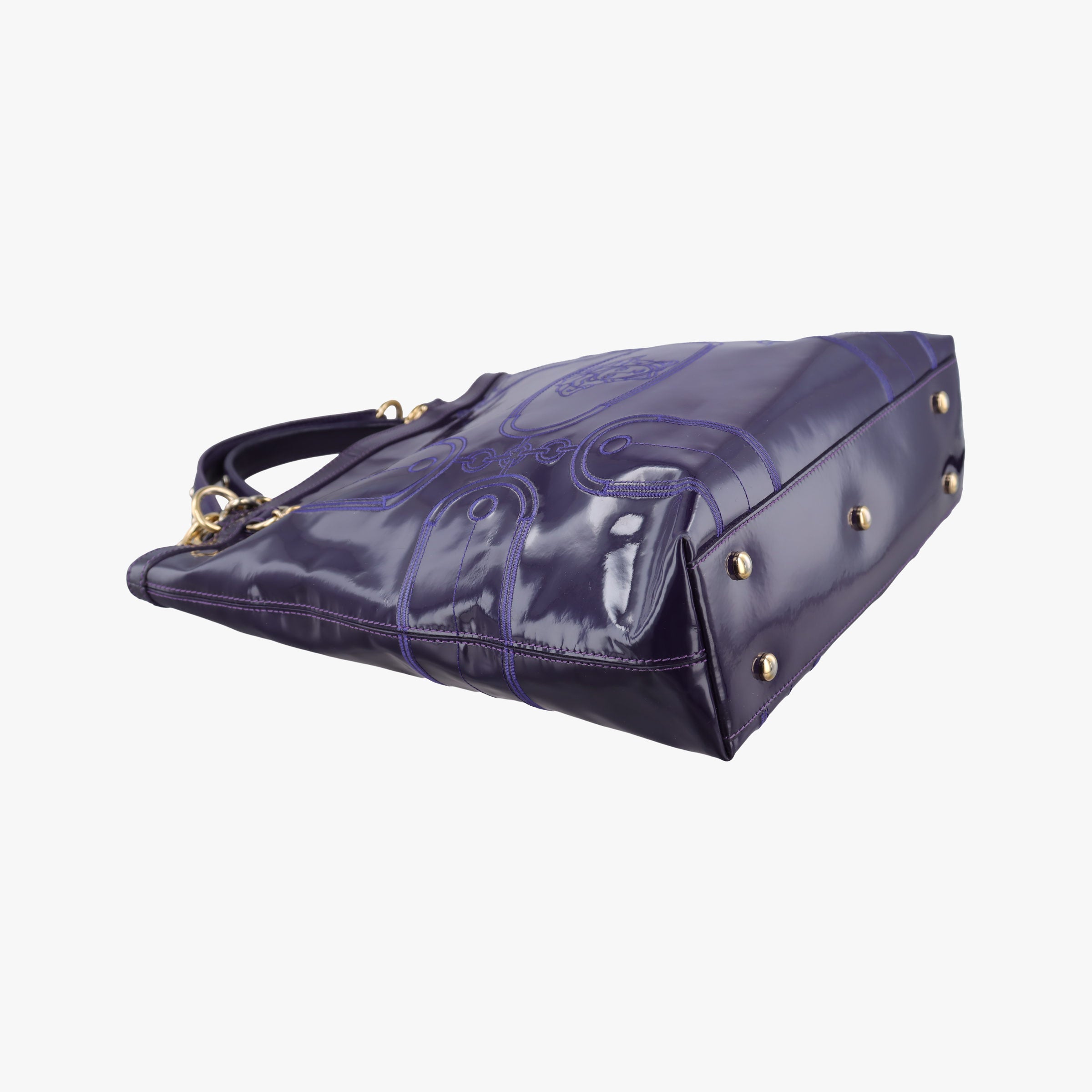 Secondhand VERSACE medusa Purple Patent Leather  shoulderbag | stylenewstar