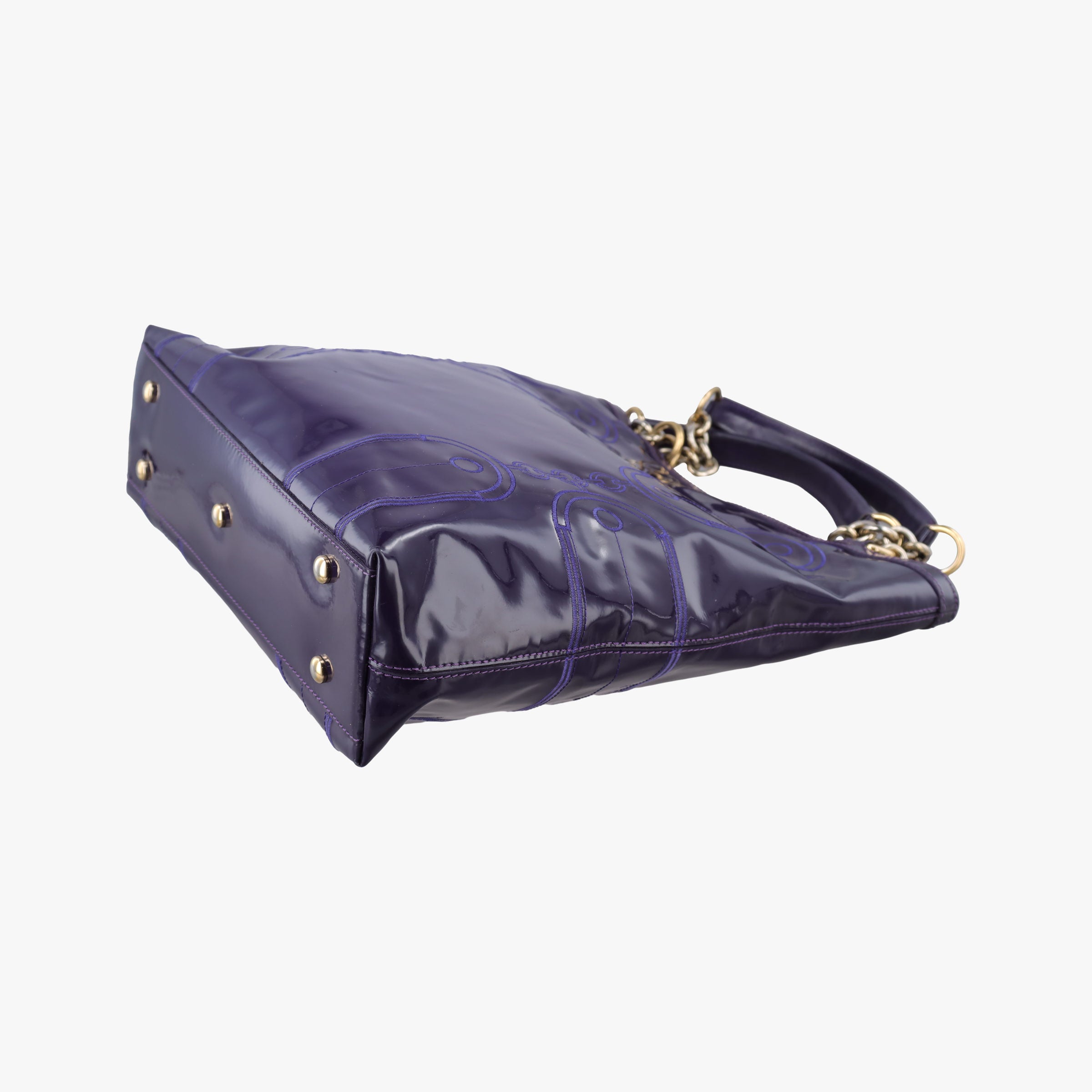 Secondhand VERSACE medusa Purple Patent Leather  shoulderbag | stylenewstar