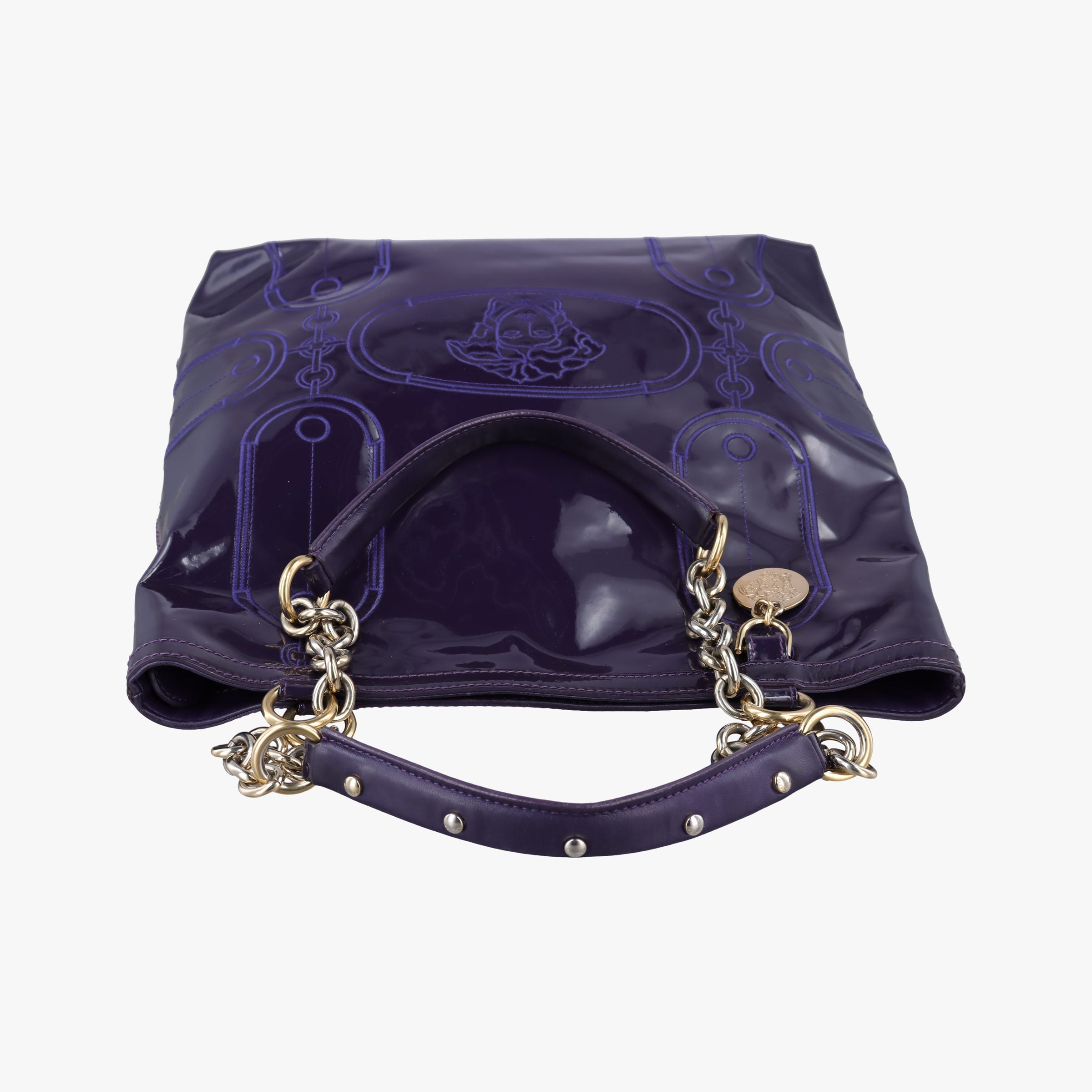Secondhand VERSACE medusa Purple Patent Leather  shoulderbag | stylenewstar