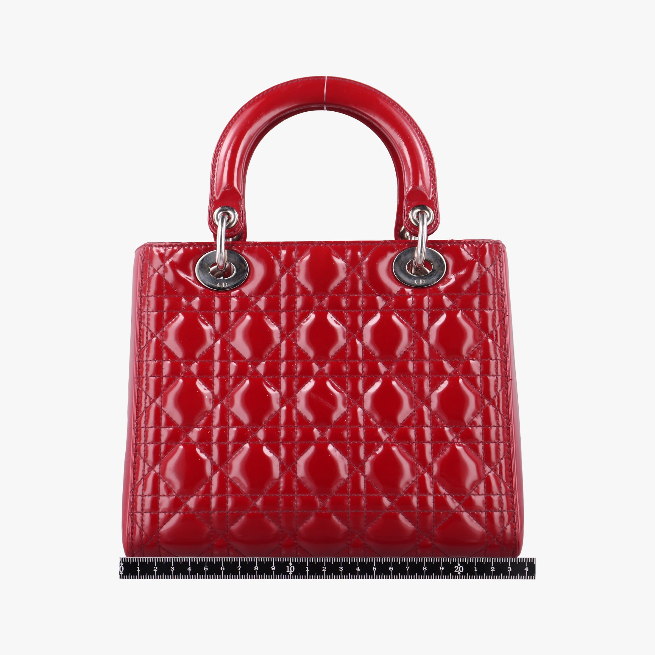 Pre-owned Christian Dior Lady Dior Red patent  shoulderbag | stylenewstar