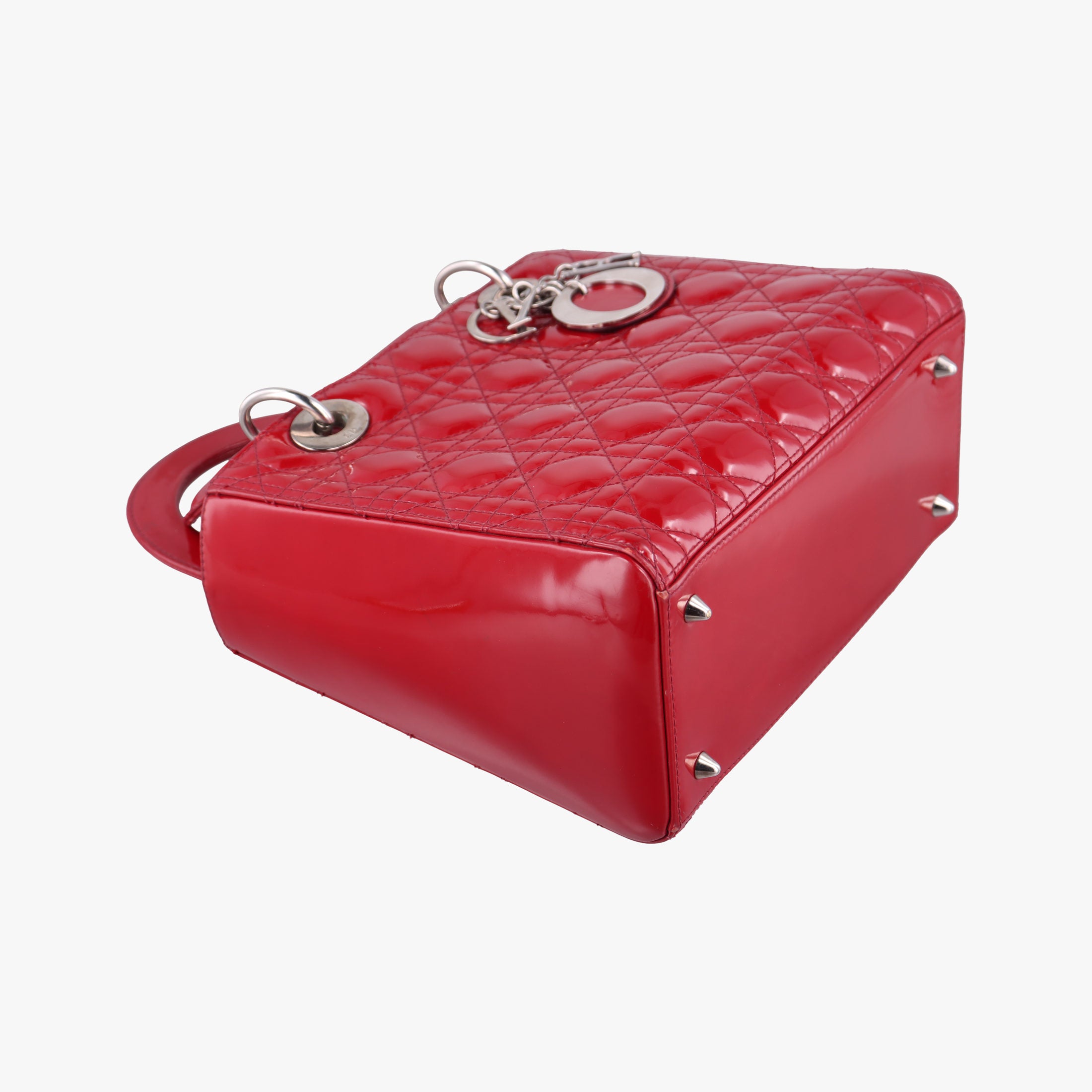 Pre-owned Christian Dior Lady Dior Red patent  shoulderbag | stylenewstar