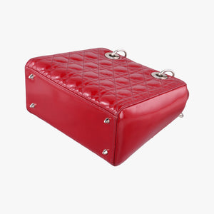 Pre-owned Christian Dior Lady Dior Red patent  shoulderbag | stylenewstar
