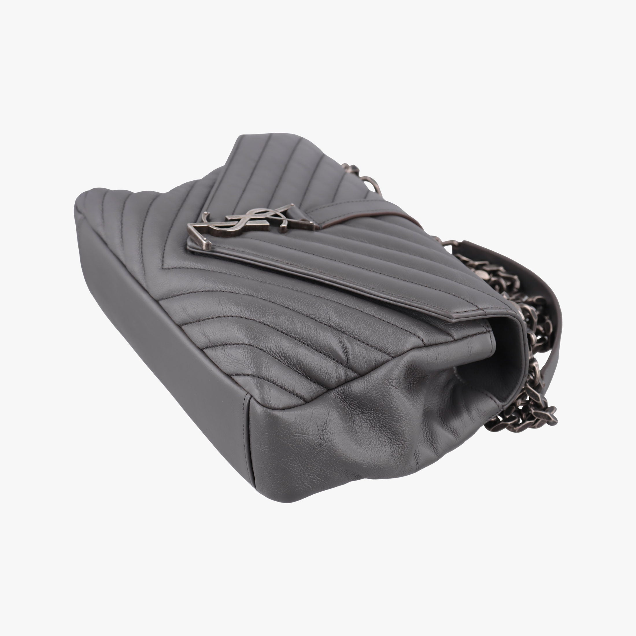 Secondhand Yves Saint Laurent COLLEGE Grey Leather 428056 shoulderbag | stylenewstar