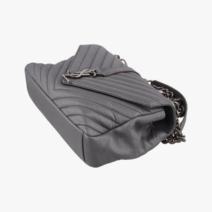Secondhand Yves Saint Laurent COLLEGE Grey Leather 428056 shoulderbag | stylenewstar