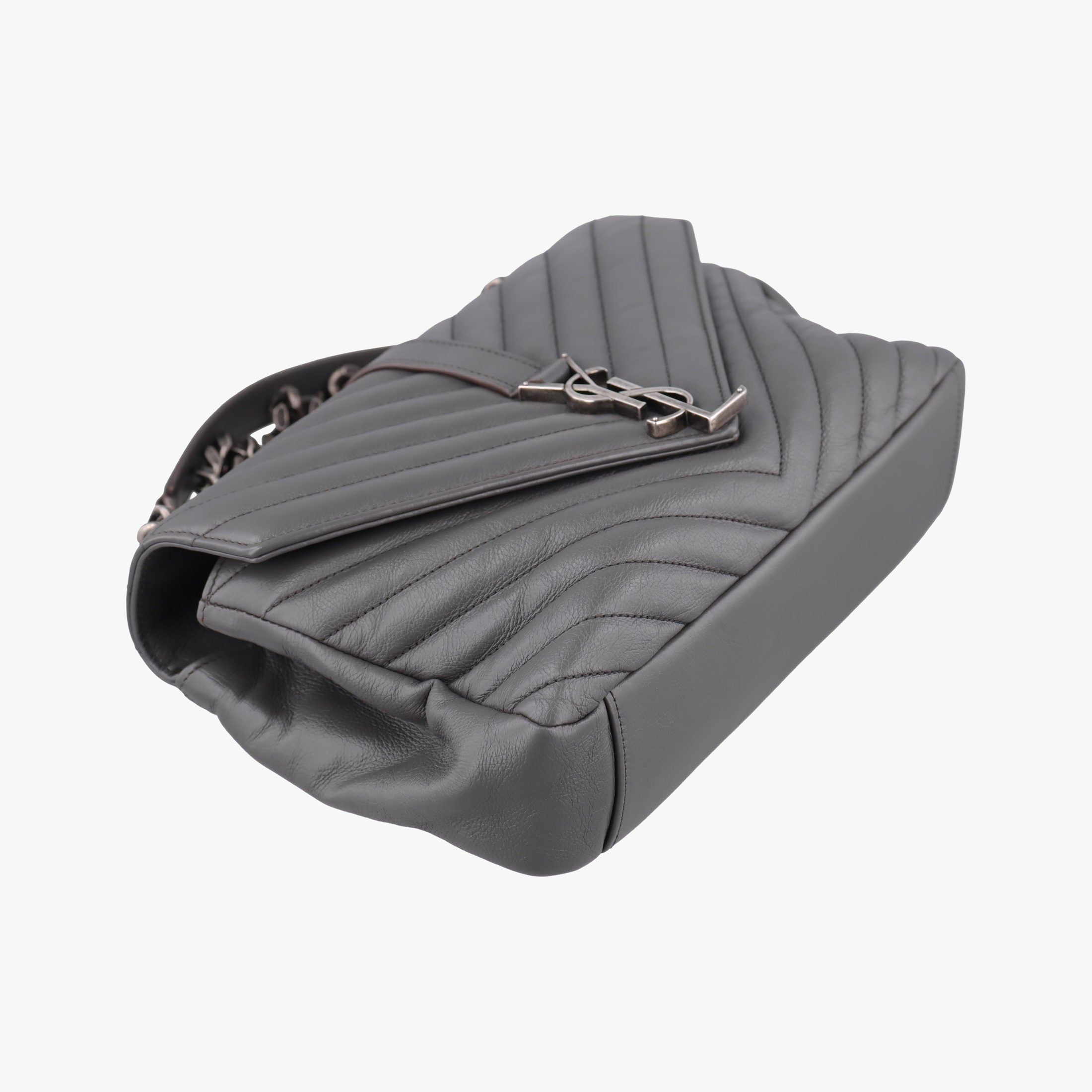 Secondhand Yves Saint Laurent COLLEGE Grey Leather 428056 shoulderbag | stylenewstar