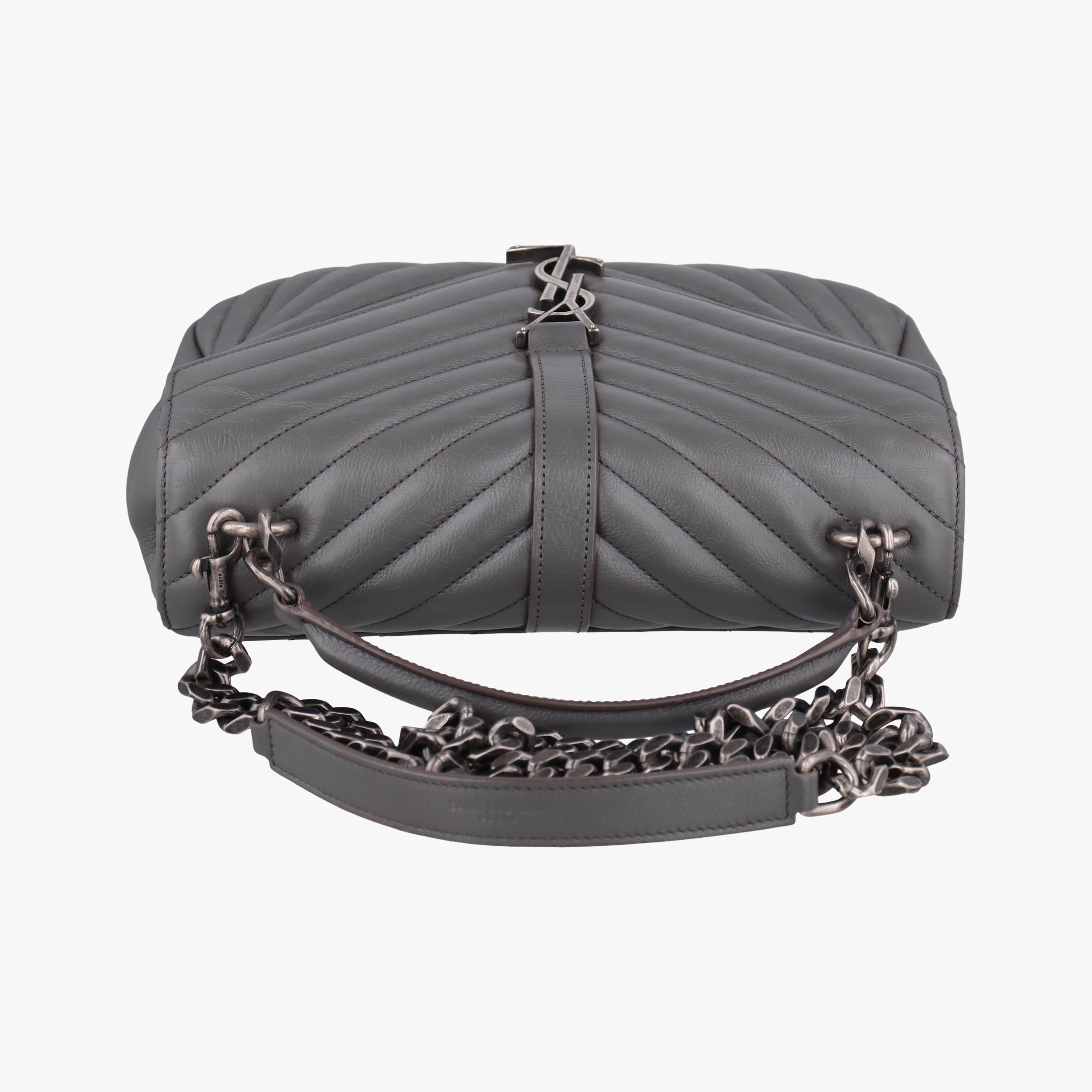 Secondhand Yves Saint Laurent COLLEGE Grey Leather 428056 shoulderbag | stylenewstar