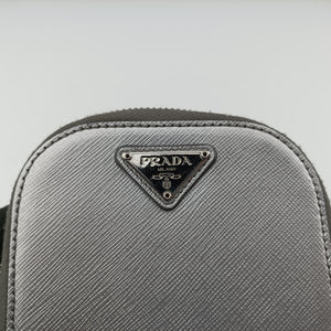 Pre-owned Prada Triangle logo Silver Saffiano Leather 1DH030 shoulderbag | stylenewstar