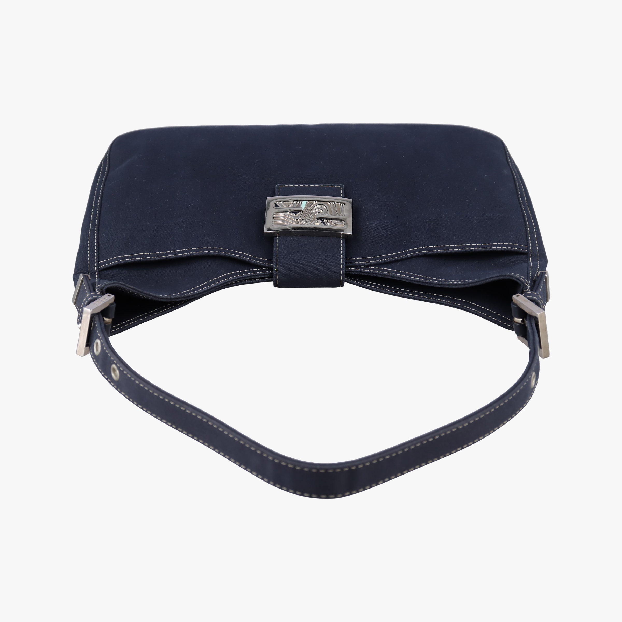 Pre-owned Fendi Mamma Bucket Navy Denim 22112 shoulderbag | stylenewstar