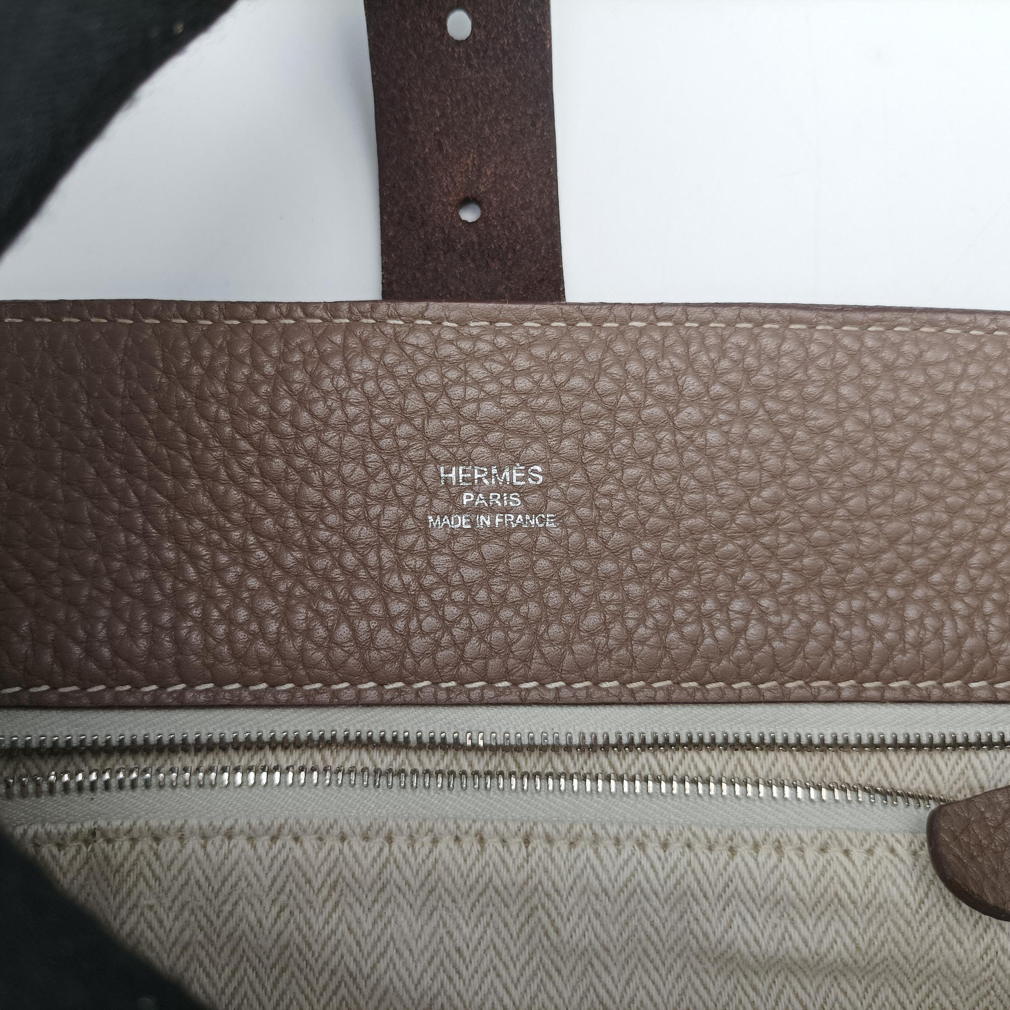 Pre-owned Hermes MarwariGM Etoupe Taurillon Clemence  shoulderbag | stylenewstar