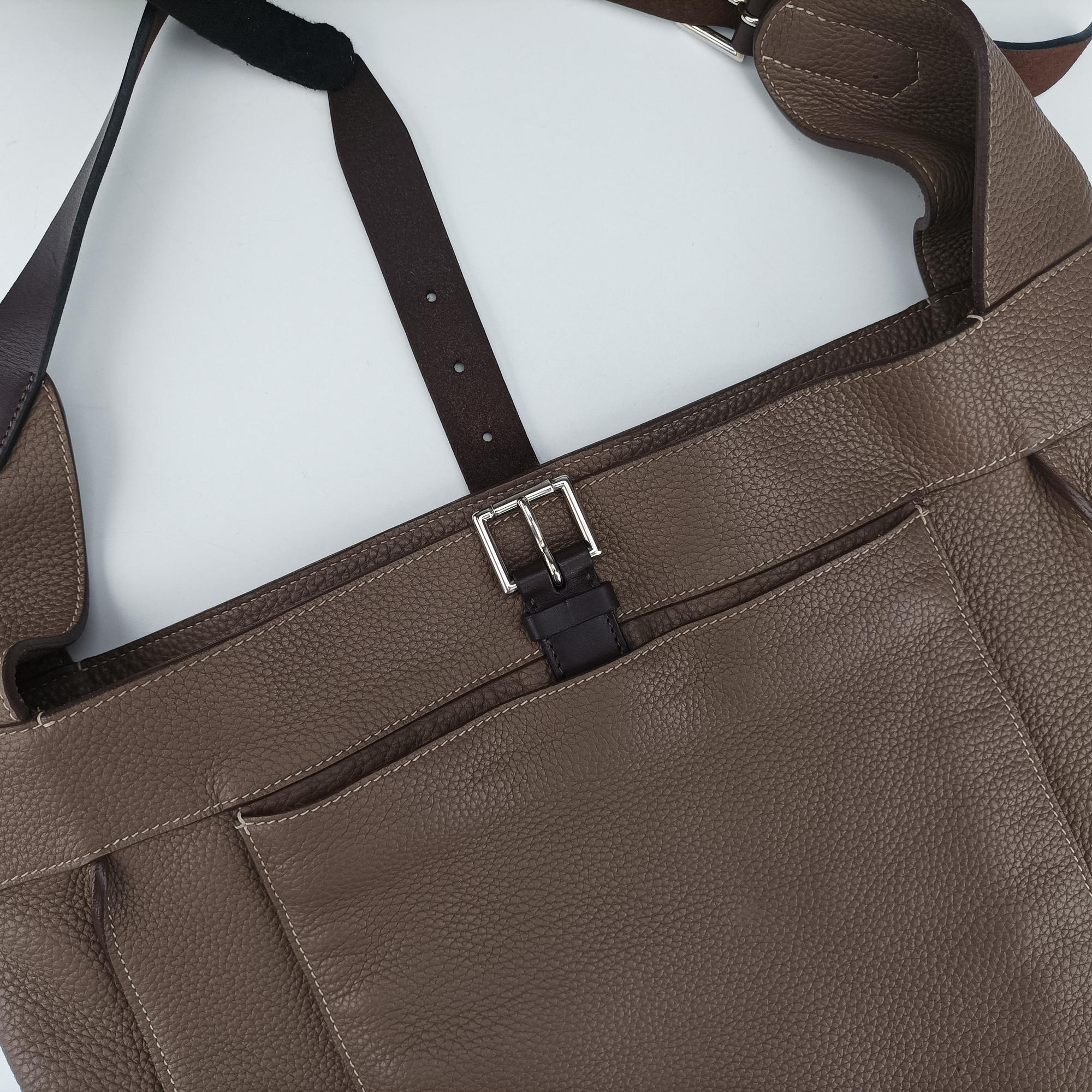 Pre-owned Hermes MarwariGM Etoupe Taurillon Clemence  shoulderbag | stylenewstar