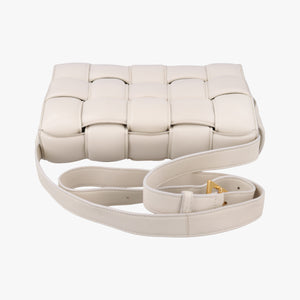 Vintage Bottega Veneta Padded CASSETTE White lambskin  shoulderbag | stylenewstar