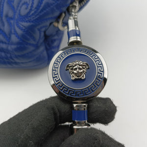 Pre-owned VERSACE Vanitas Blue Leather  shoulderbag | stylenewstar