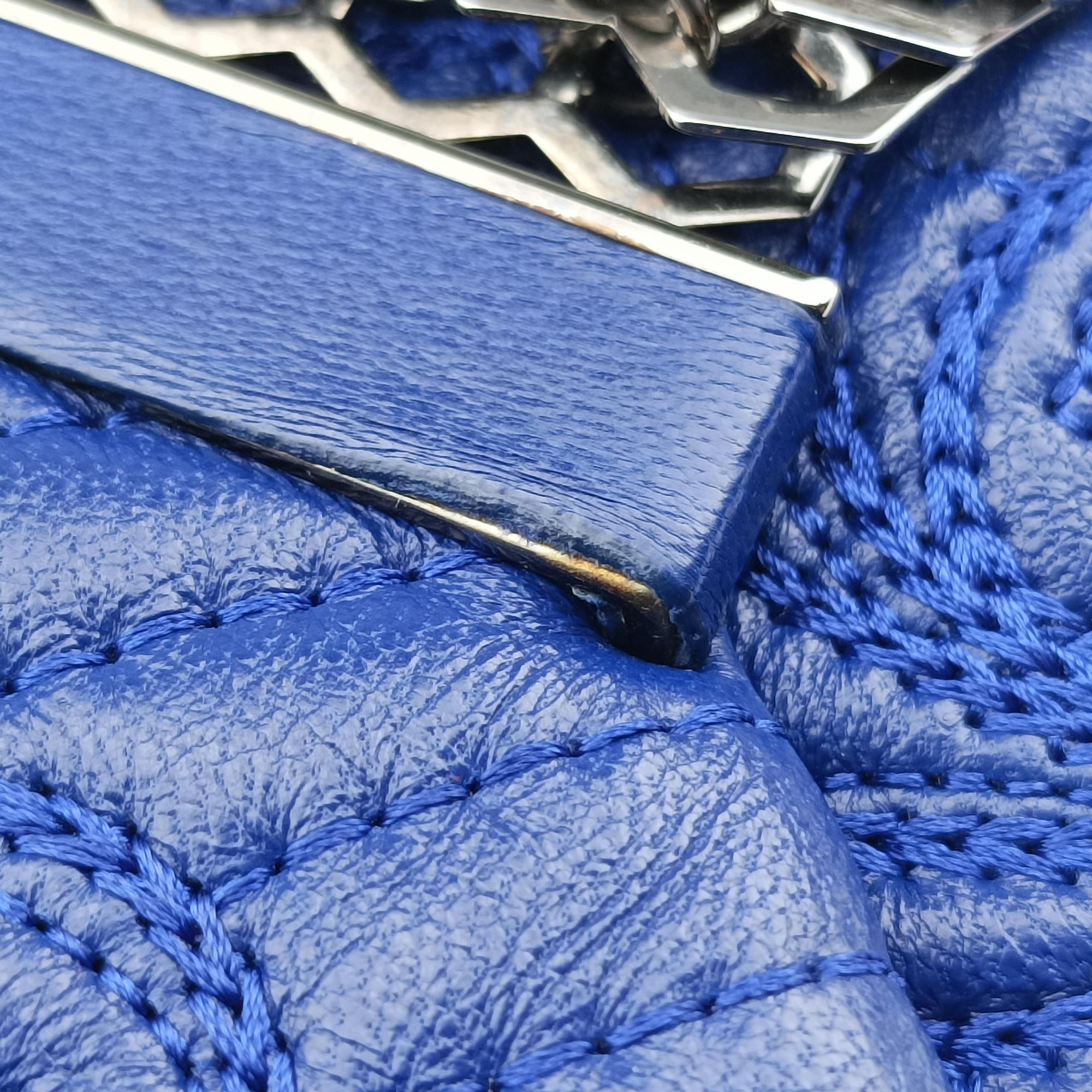 Pre-owned VERSACE Vanitas Blue Leather  shoulderbag | stylenewstar