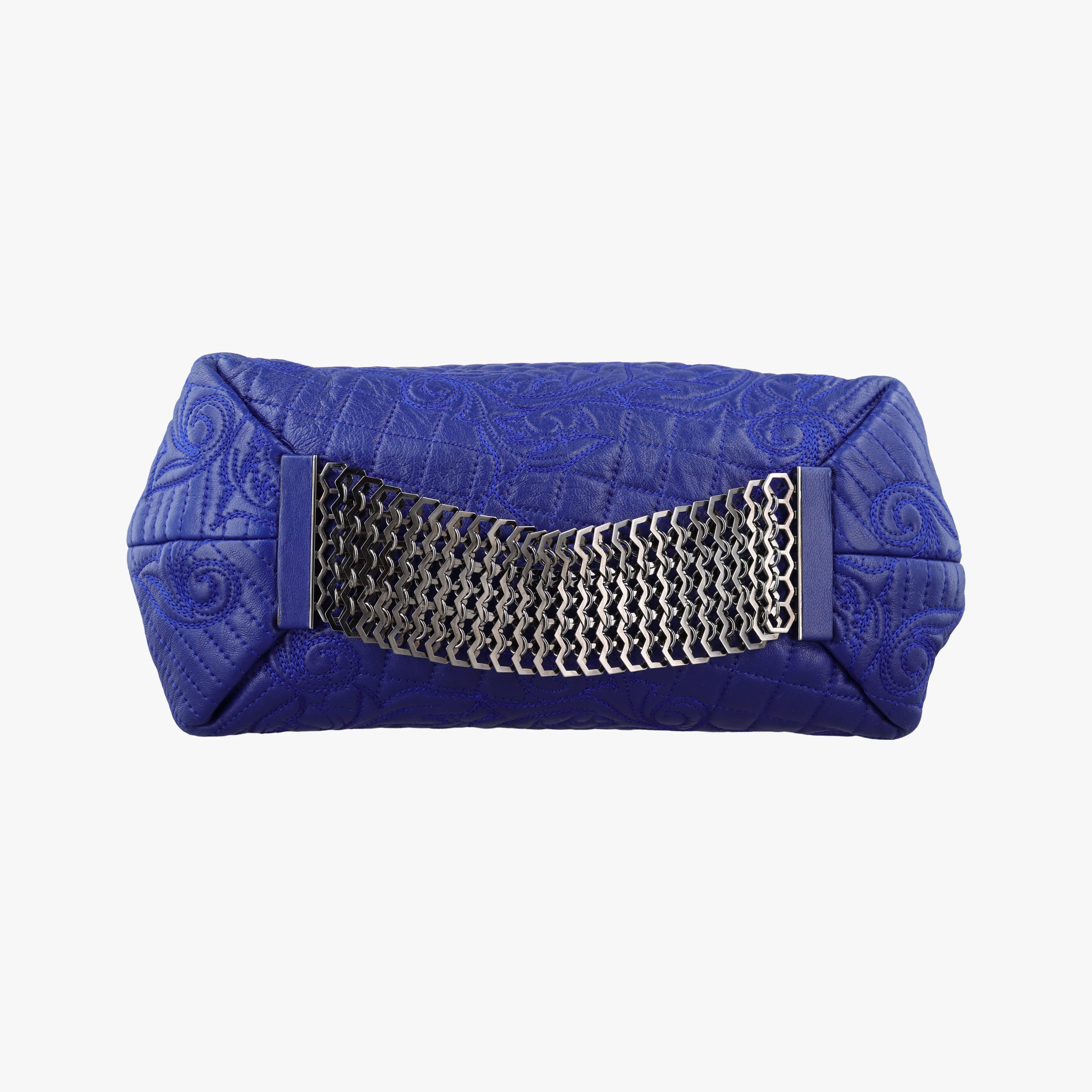 Pre-owned VERSACE Vanitas Blue Leather  shoulderbag | stylenewstar