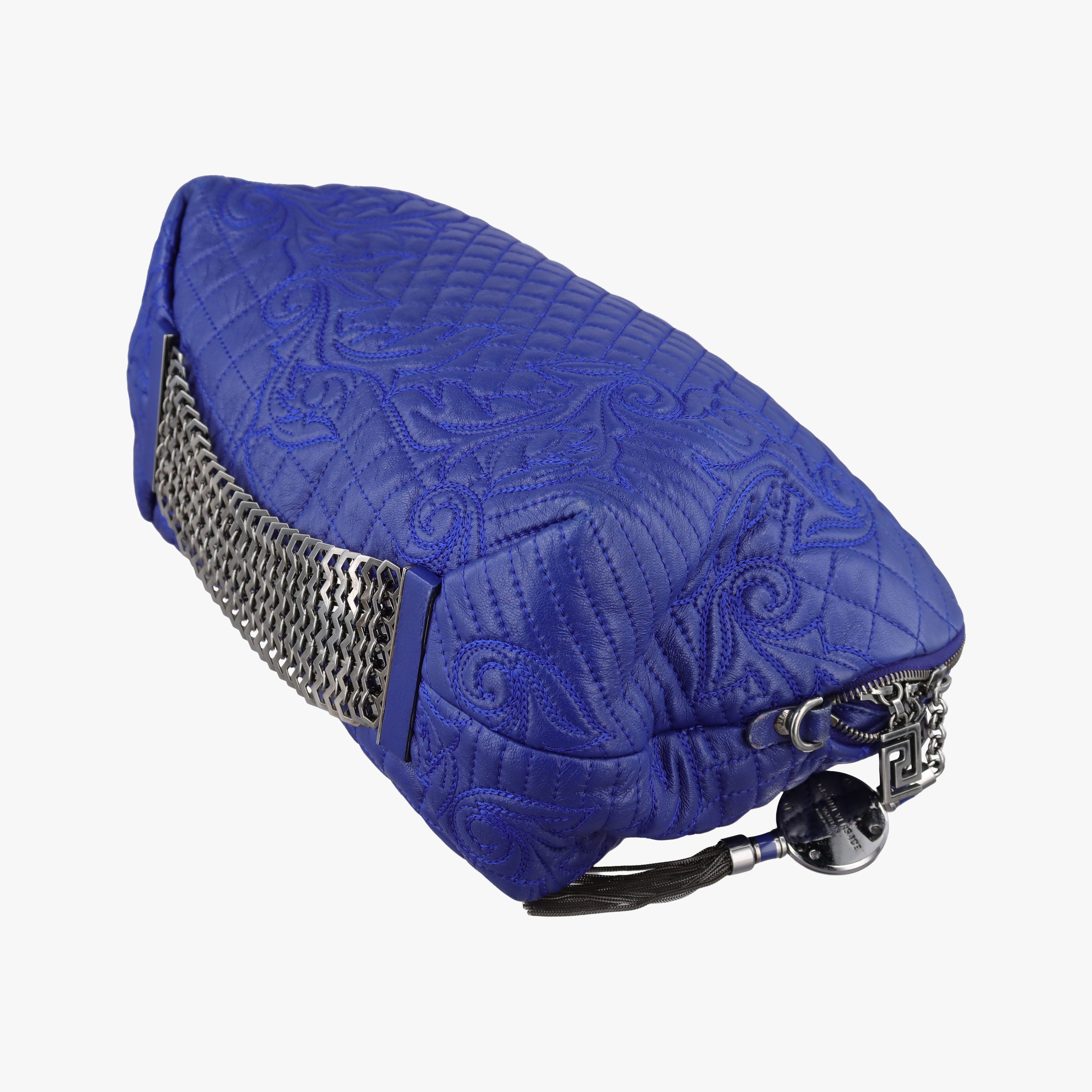 Pre-owned VERSACE Vanitas Blue Leather  shoulderbag | stylenewstar