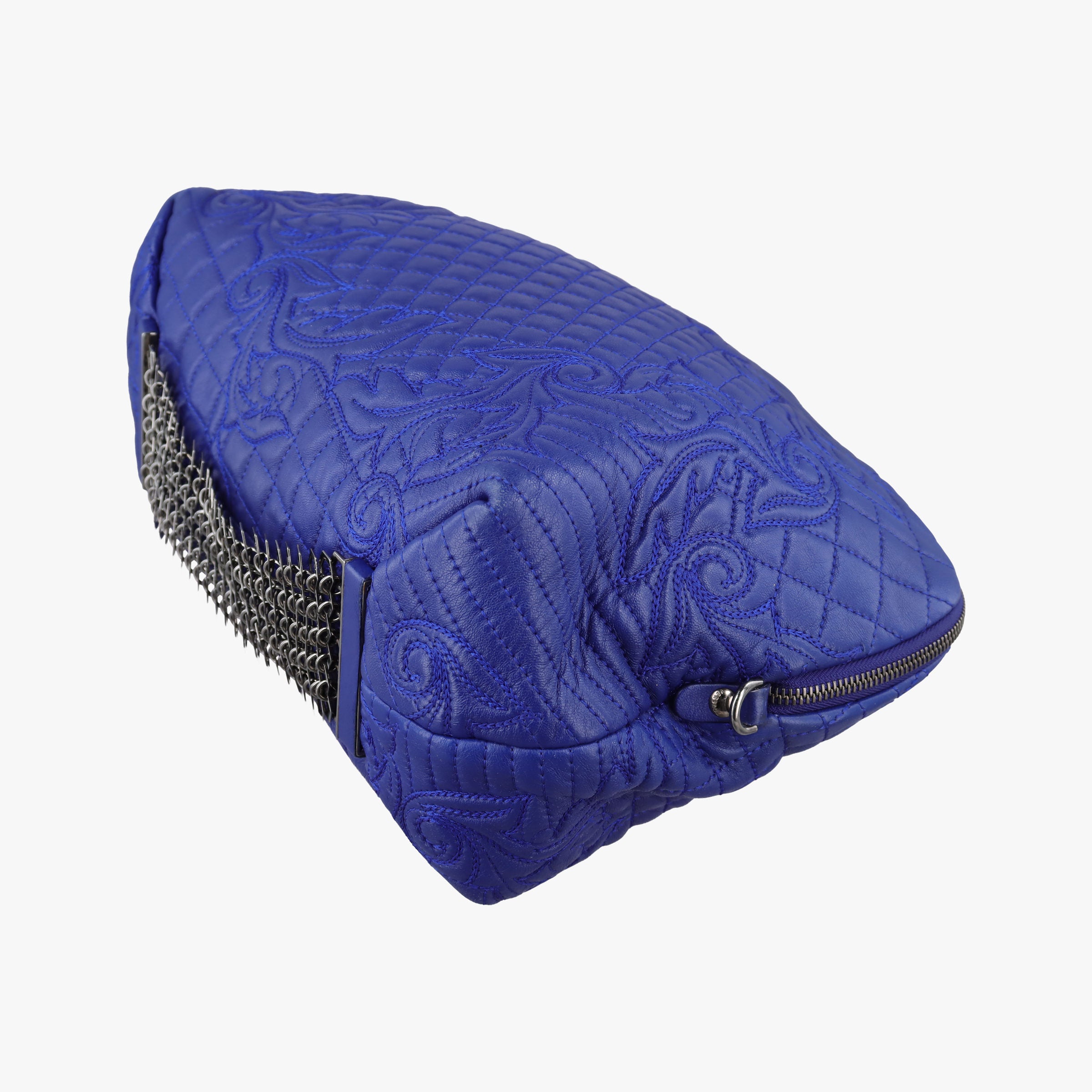 Pre-owned VERSACE Vanitas Blue Leather  shoulderbag | stylenewstar