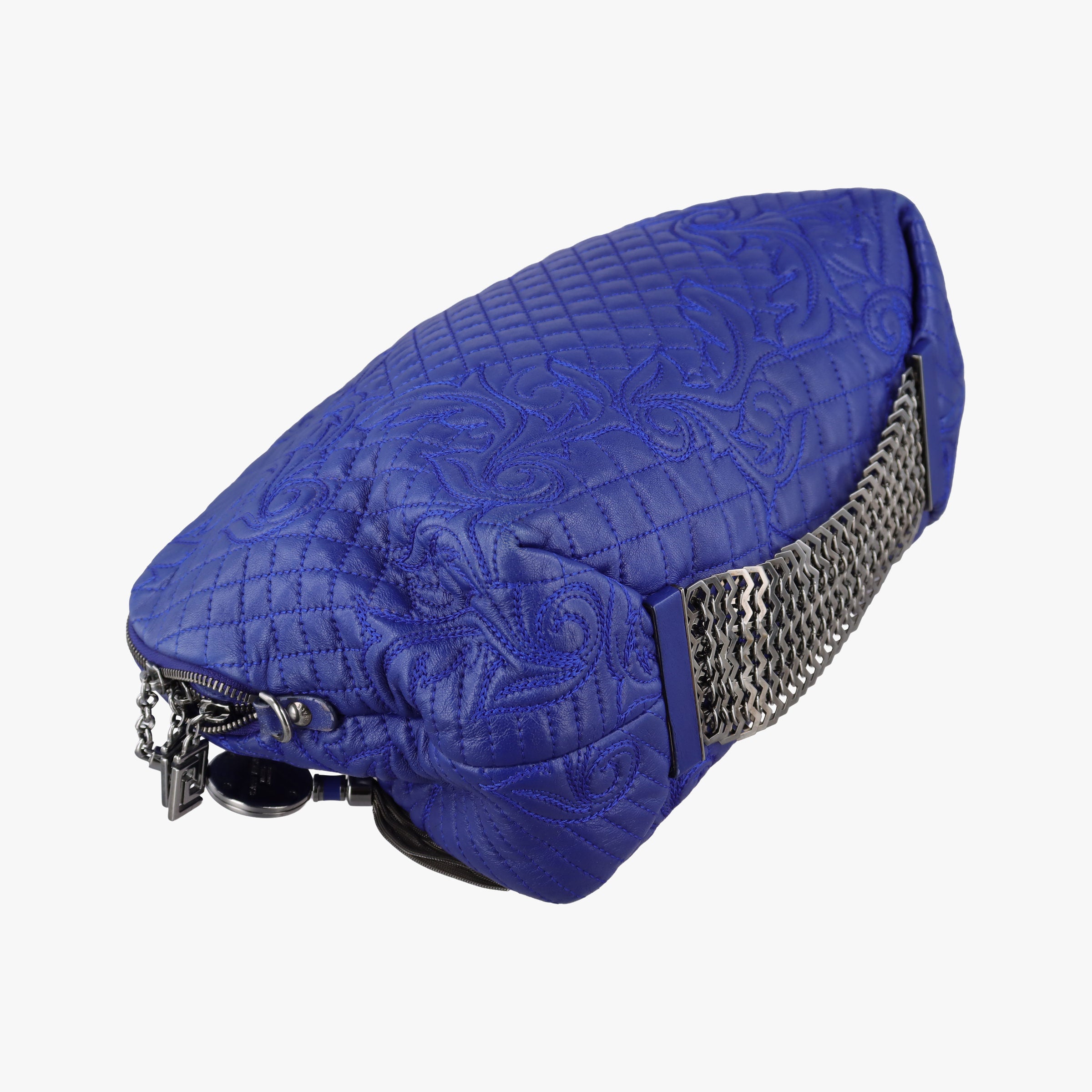 Pre-owned VERSACE Vanitas Blue Leather  shoulderbag | stylenewstar