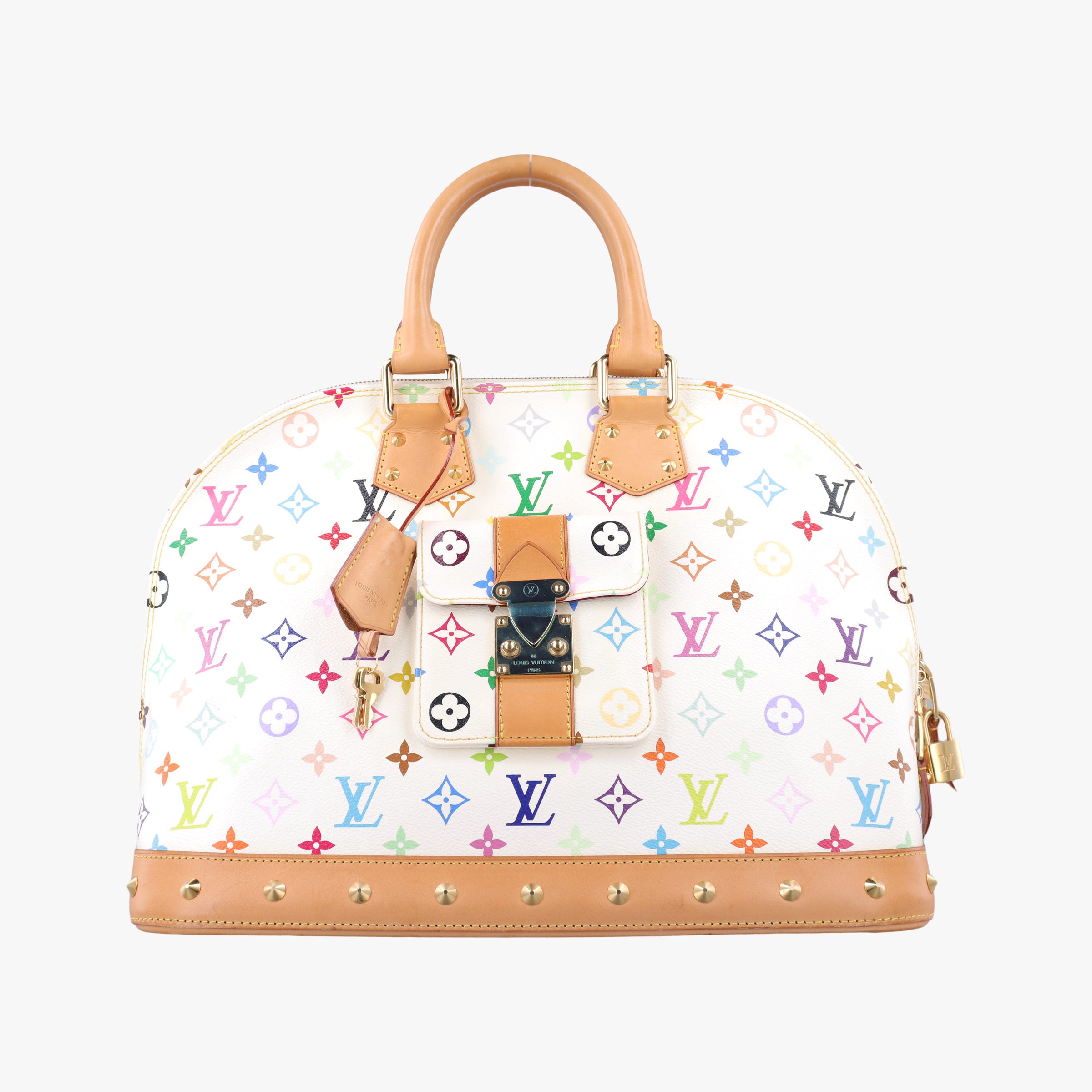 Pre-owned Louis Vuitton Alma GM white Monogram Multicolor M40441 handbag | stylenewstar