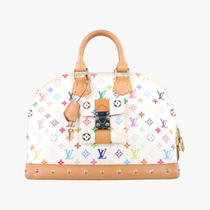 Pre-owned Louis Vuitton Alma GM white Monogram Multicolor M40441 handbag | stylenewstar