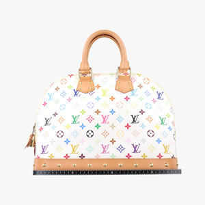 Pre-owned Louis Vuitton Alma GM white Monogram Multicolor M40441 handbag | stylenewstar