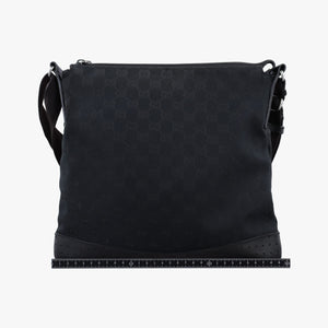 Pre-owned Gucci Flora Black Leather×Canvas 145857 shoulderbag | stylenewstar