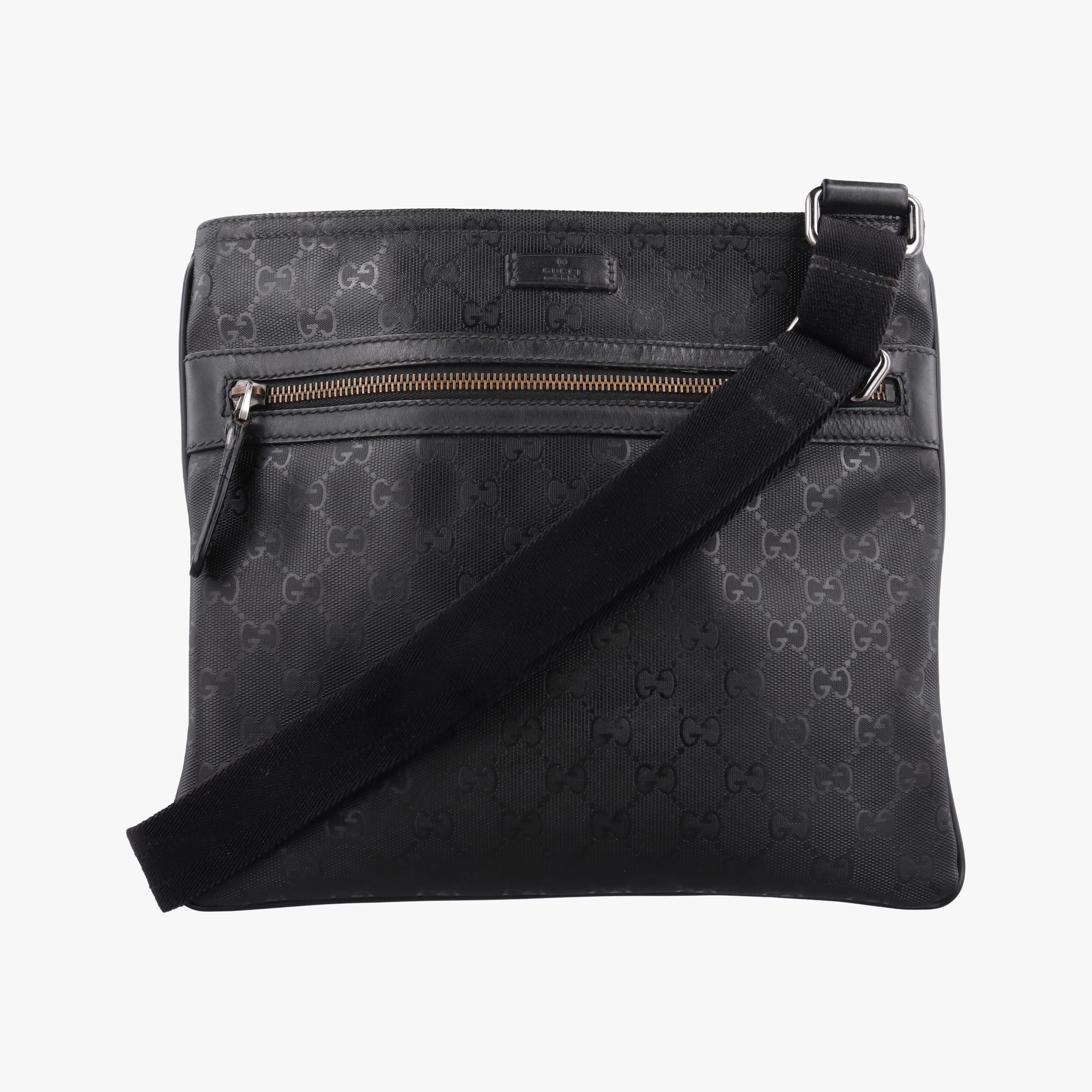 Vintage Gucci GG Imprime Messenger Black PVC coated canvas x Leather 295257 shoulderbag | stylenewstar
