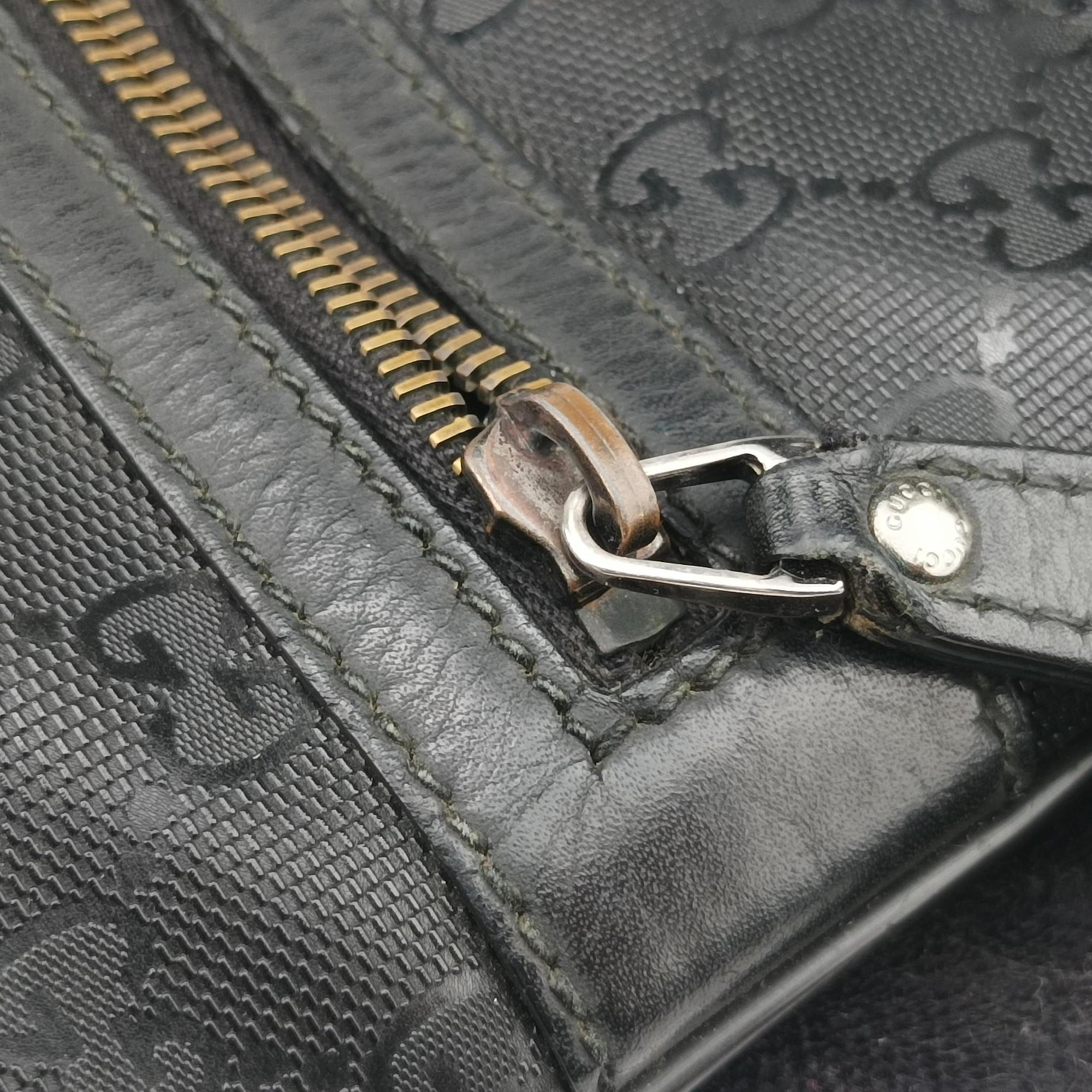 Vintage Gucci GG Imprime Messenger Black PVC coated canvas x Leather 295257 shoulderbag | stylenewstar