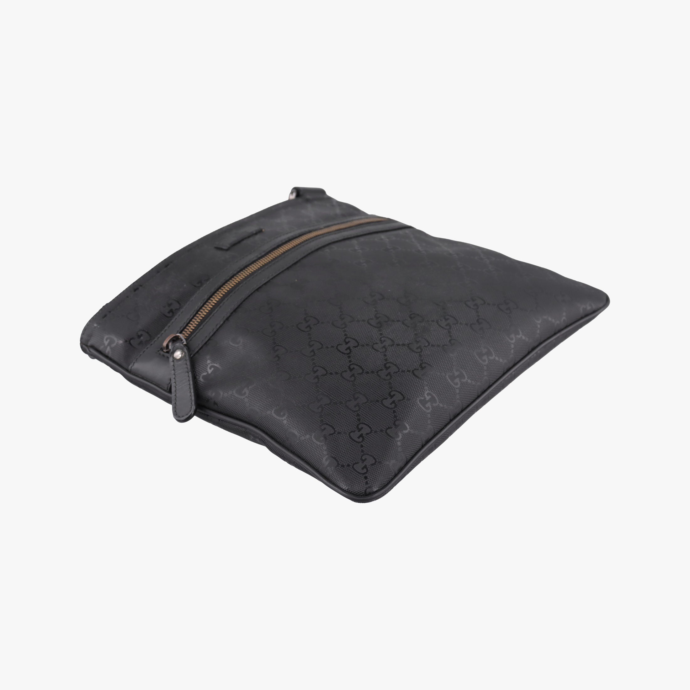 Vintage Gucci GG Imprime Messenger Black PVC coated canvas x Leather 295257 shoulderbag | stylenewstar