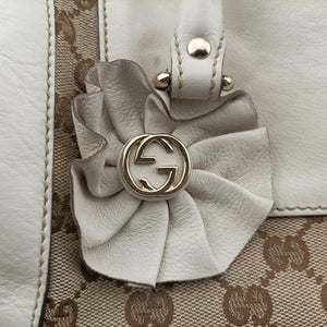 Pre-owned Gucci GG Pattern Trophy Beige × Ivory Leather×Canvas 189825 handbag | stylenewstar