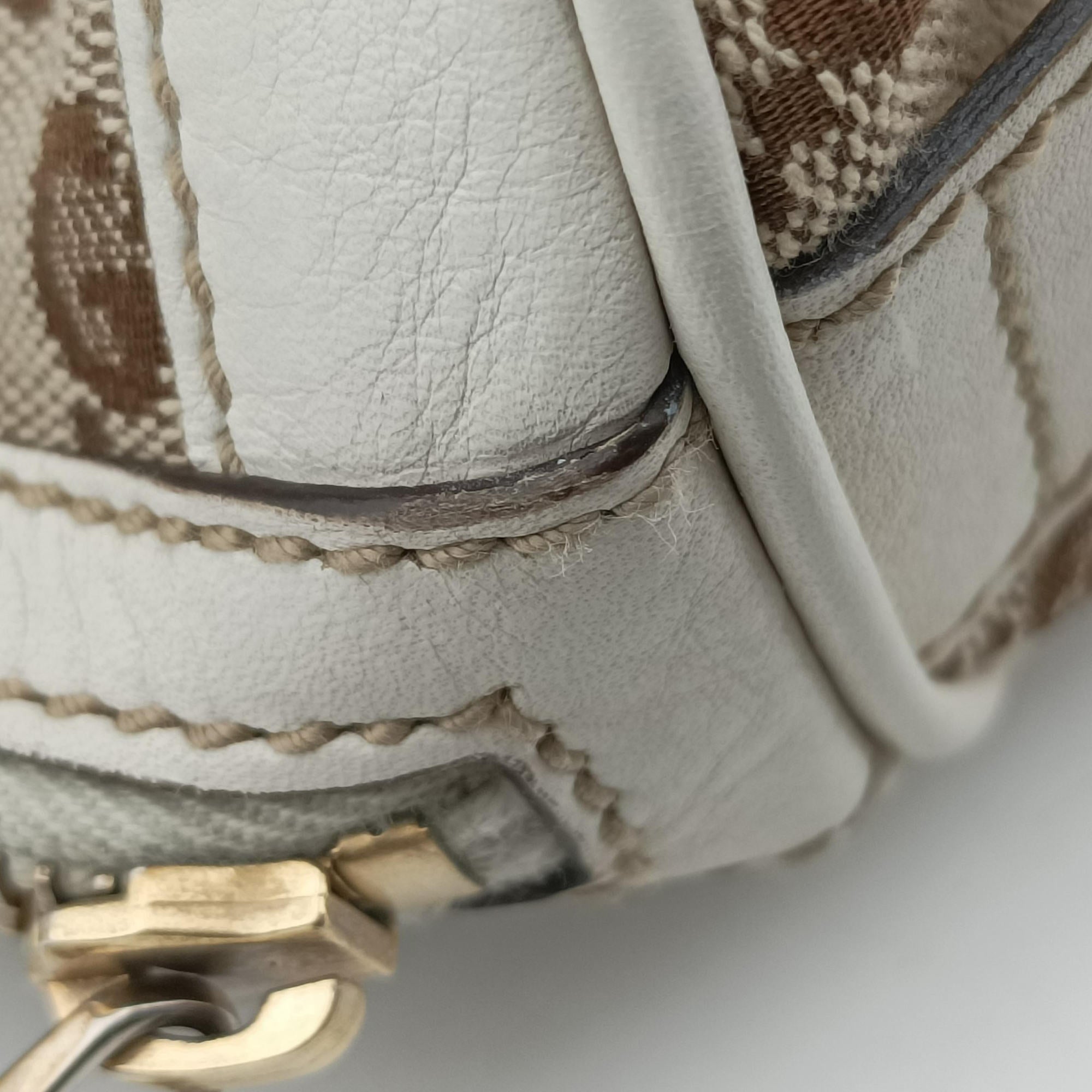 Pre-owned Gucci GG Pattern Trophy Beige × Ivory Leather×Canvas 189825 handbag | stylenewstar