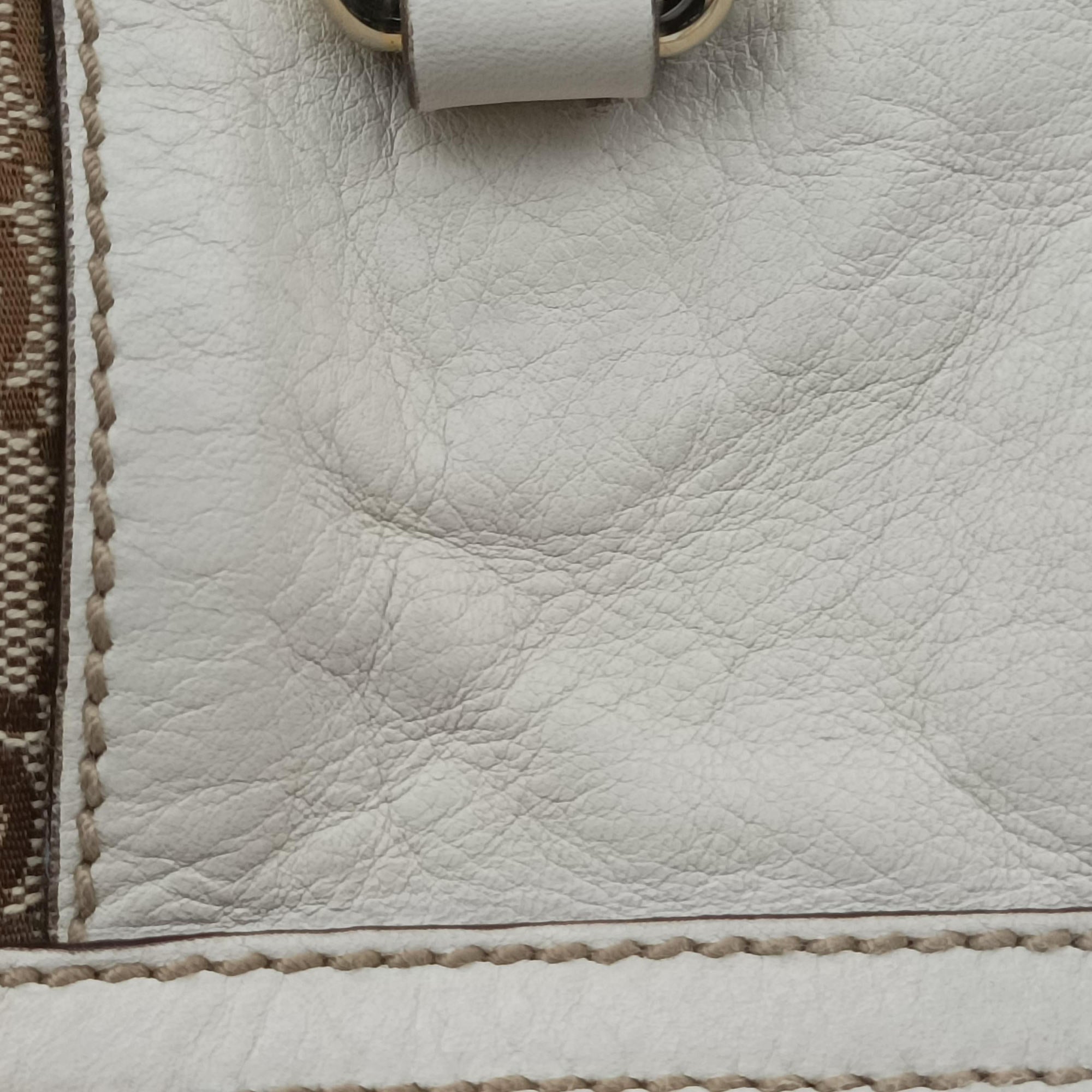 Pre-owned Gucci GG Pattern Trophy Beige × Ivory Leather×Canvas 189825 handbag | stylenewstar
