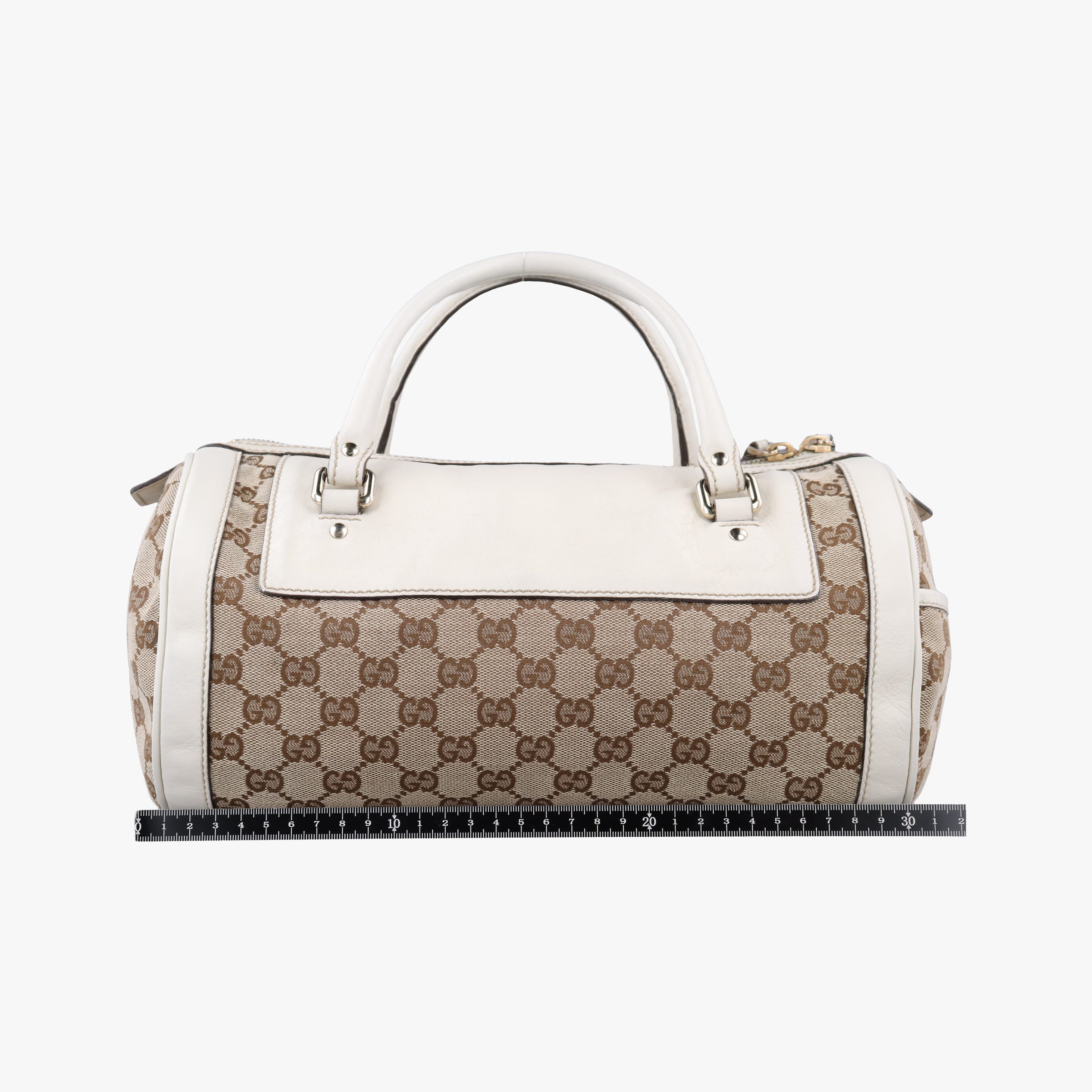 Pre-owned Gucci GG Pattern Trophy Beige × Ivory Leather×Canvas 189825 handbag | stylenewstar
