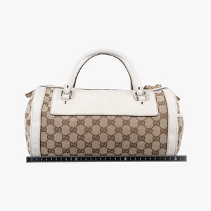 Pre-owned Gucci GG Pattern Trophy Beige × Ivory Leather×Canvas 189825 handbag | stylenewstar