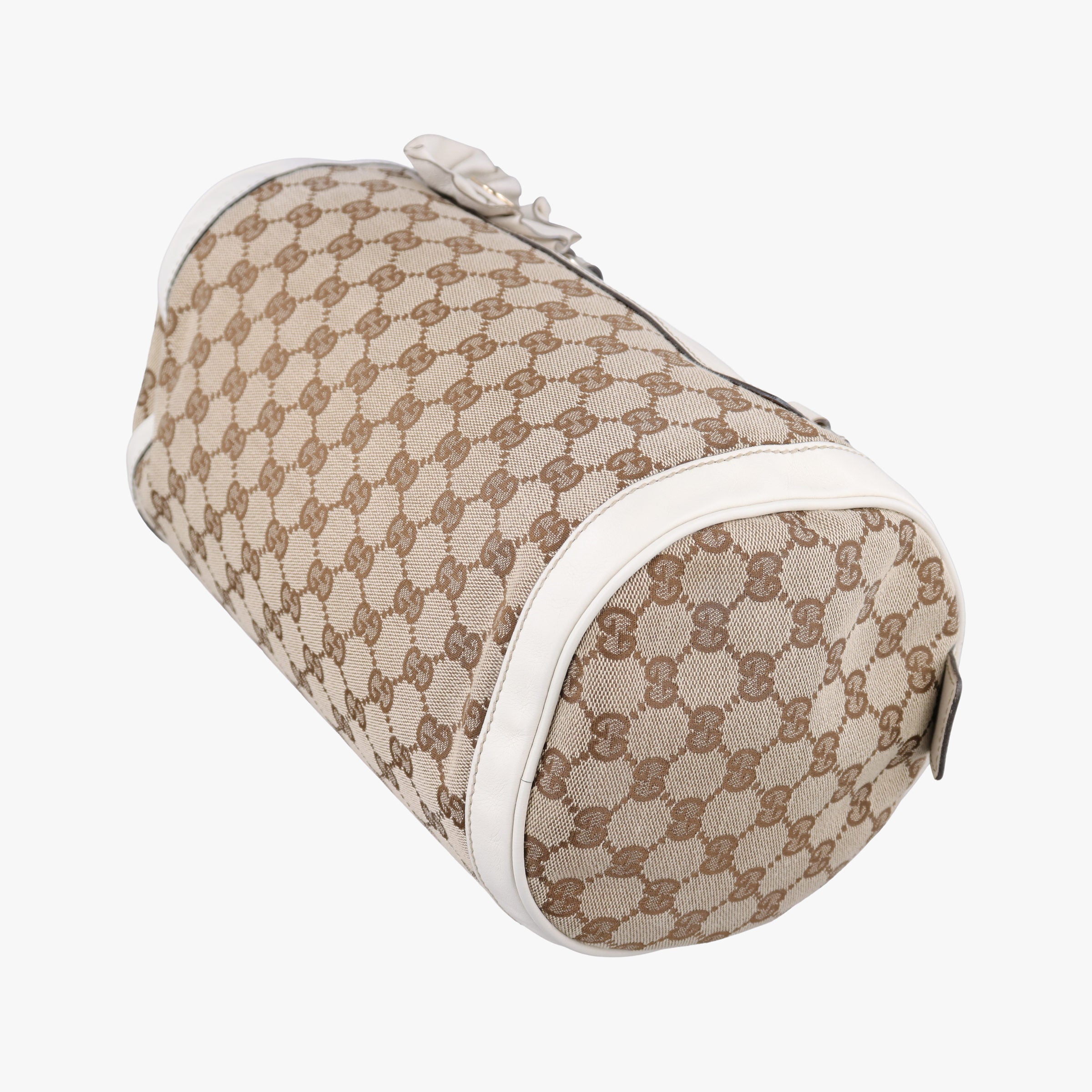 Pre-owned Gucci GG Pattern Trophy Beige × Ivory Leather×Canvas 189825 handbag | stylenewstar