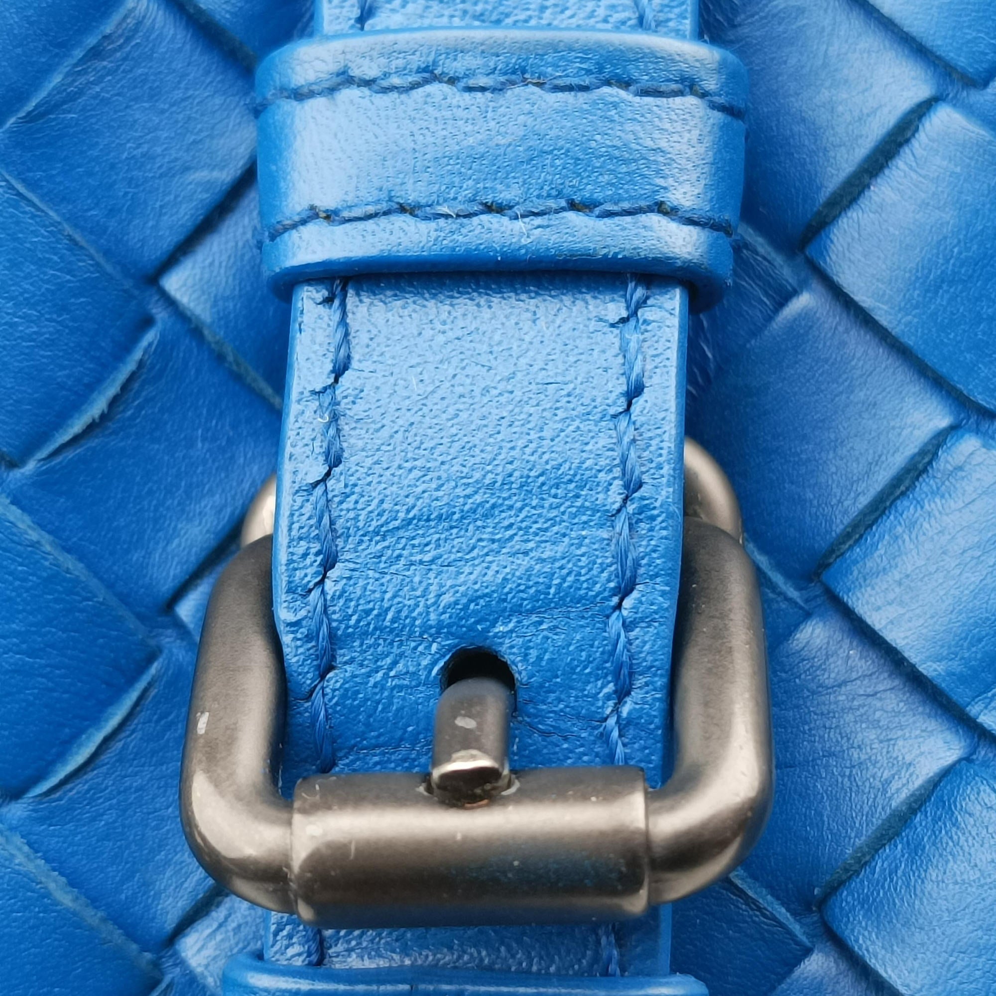 Pre-owned Bottega Veneta Roma Intrecciato Blue lambskin  shoulderbag | stylenewstar