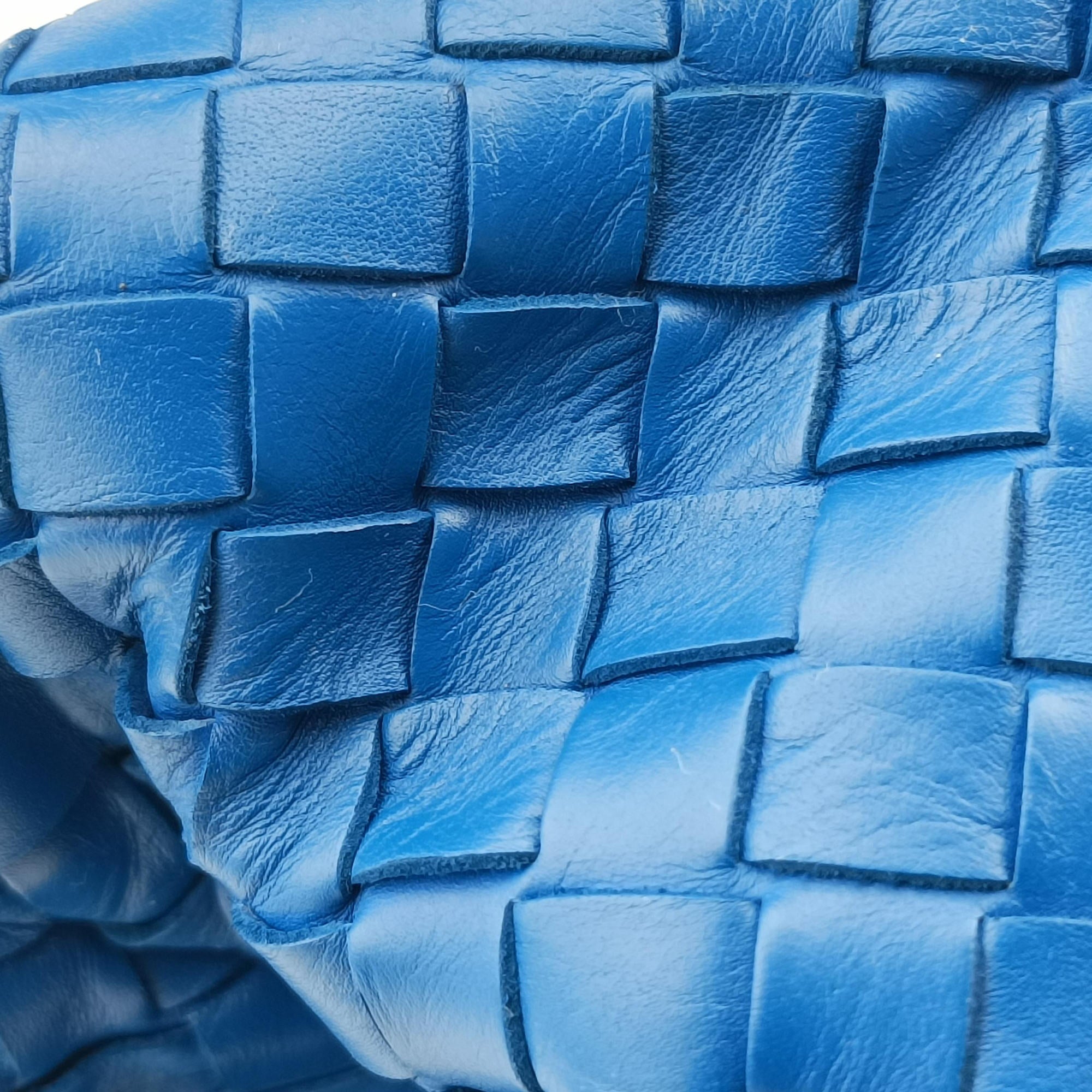 Pre-owned Bottega Veneta Roma Intrecciato Blue lambskin  shoulderbag | stylenewstar