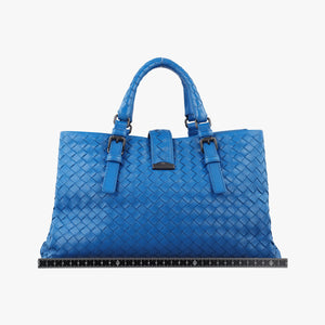 Pre-owned Bottega Veneta Roma Intrecciato Blue lambskin  shoulderbag | stylenewstar