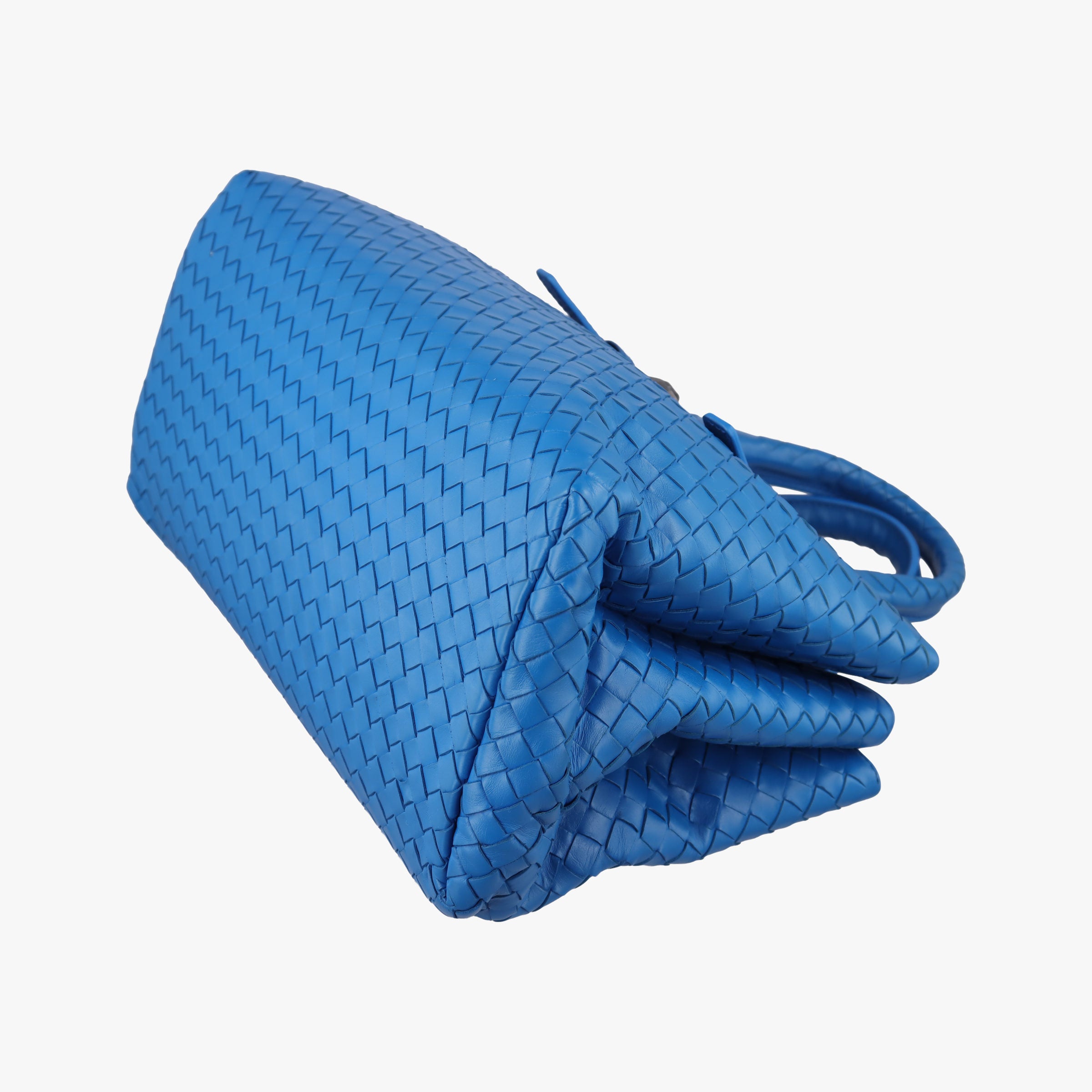 Pre-owned Bottega Veneta Roma Intrecciato Blue lambskin  shoulderbag | stylenewstar